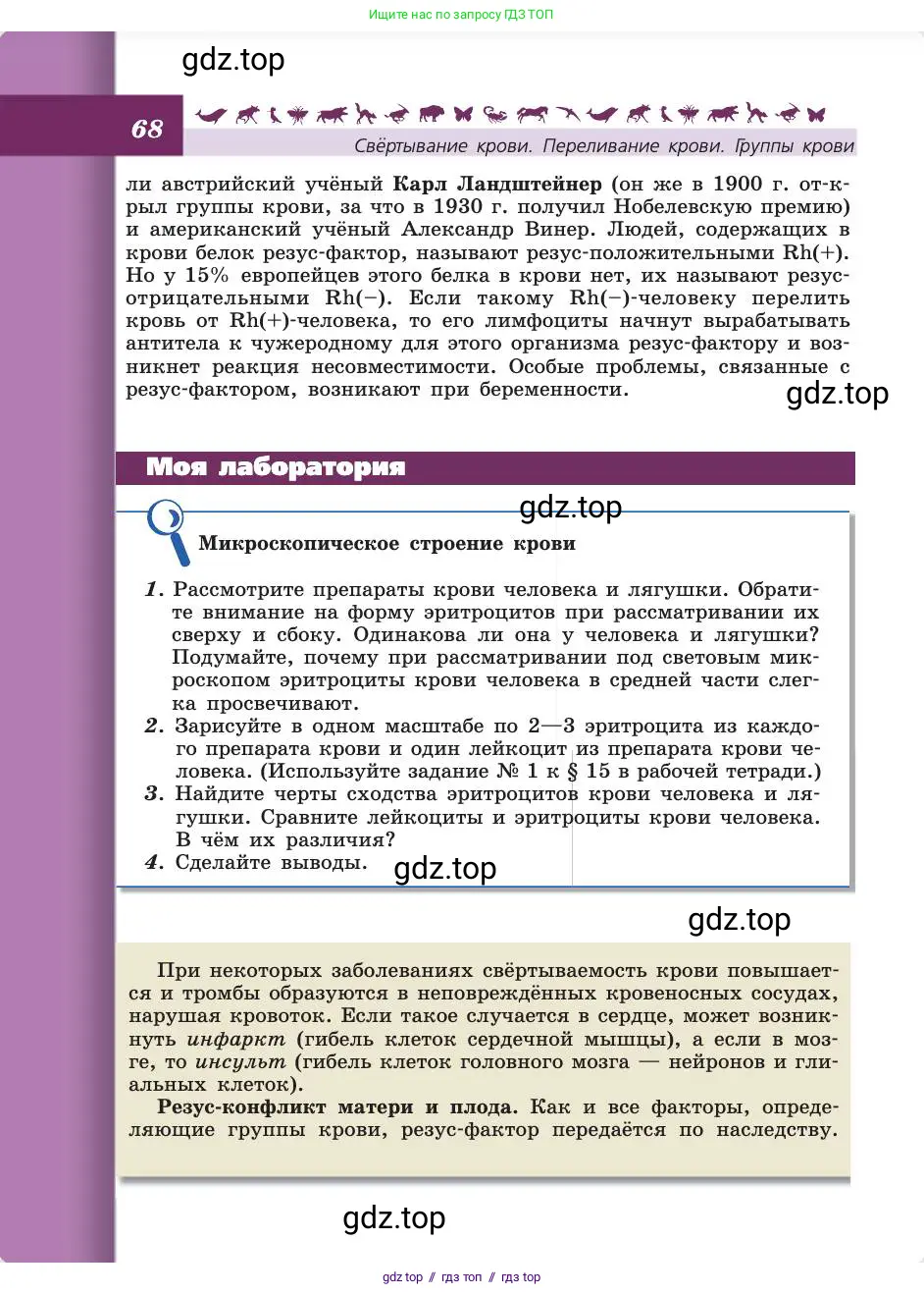 Биология, 8 класс Учебник, авторы: Пасечник Владимир Васильевич, Каменский Андрей Александрович, Швецов Глеб Геннадьевич, издательство Просвещение, Москва, 2019, страница 68