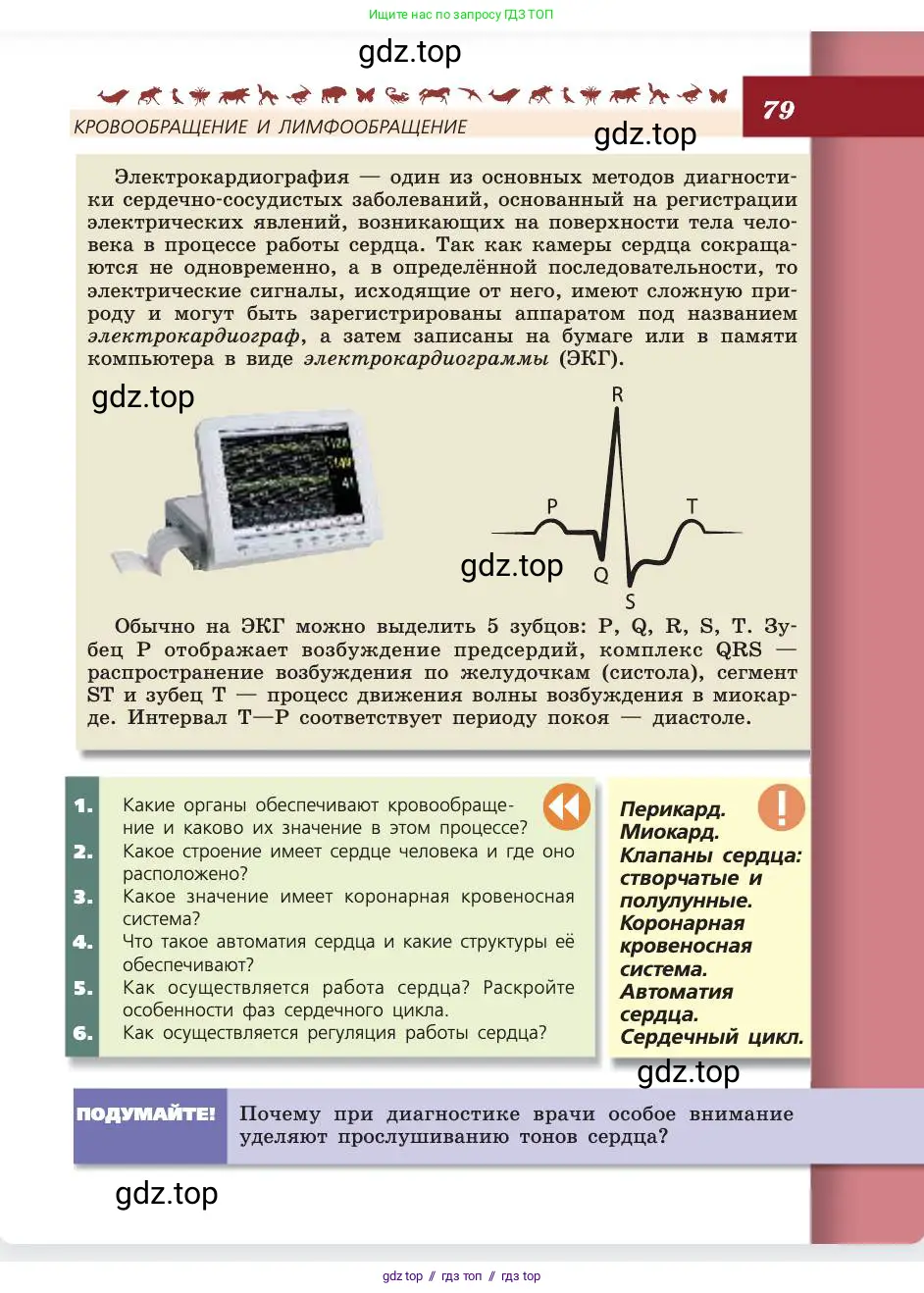 Биология, 8 класс Учебник, авторы: Пасечник Владимир Васильевич, Каменский Андрей Александрович, Швецов Глеб Геннадьевич, издательство Просвещение, Москва, 2019, страница 79