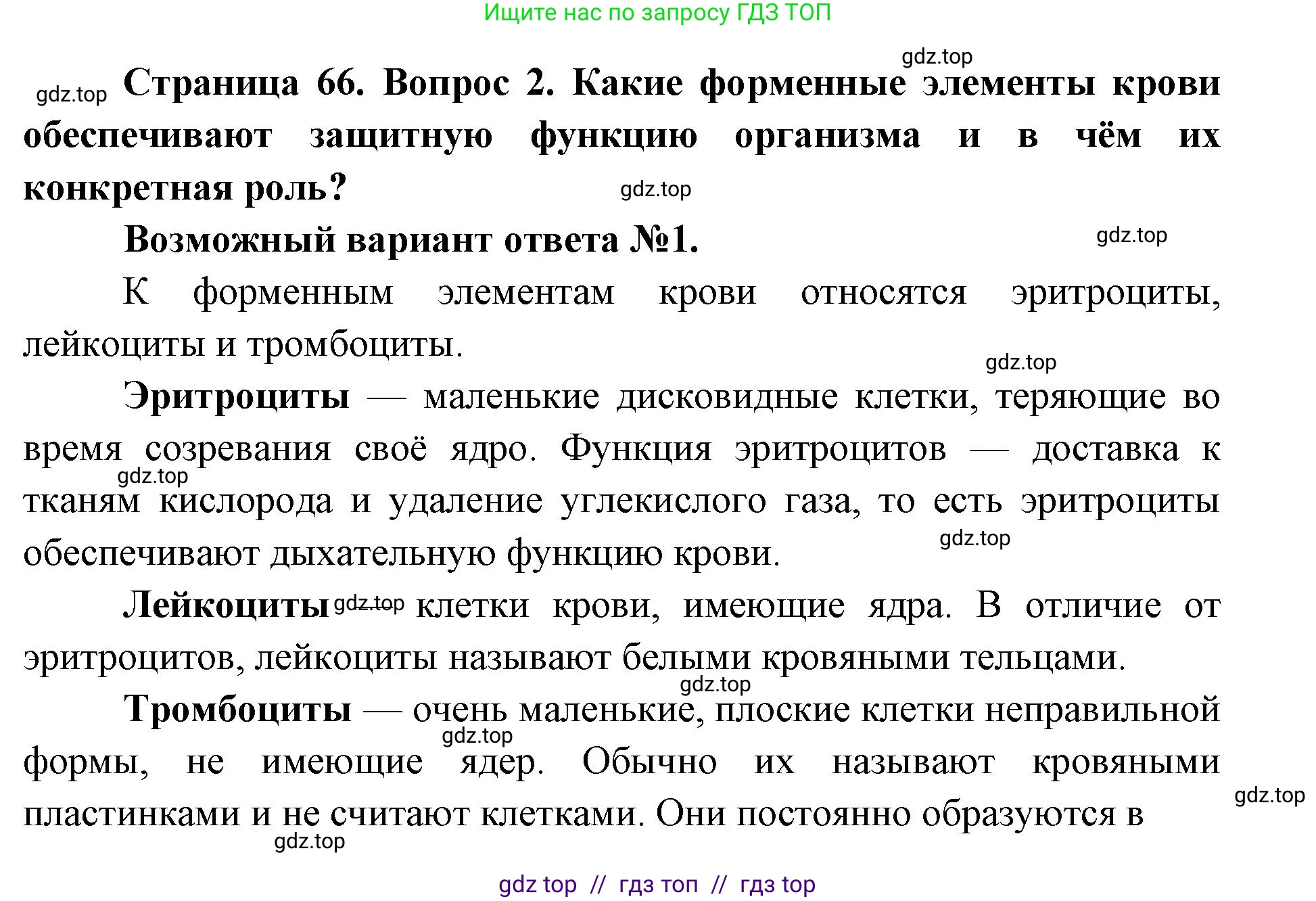 Биология, 8 класс Учебник, авторы: Пасечник Владимир Васильевич, Каменский Андрей Александрович, Швецов Глеб Геннадьевич, издательство Просвещение, Москва, 2019, страница 66, номер 2, Решение
