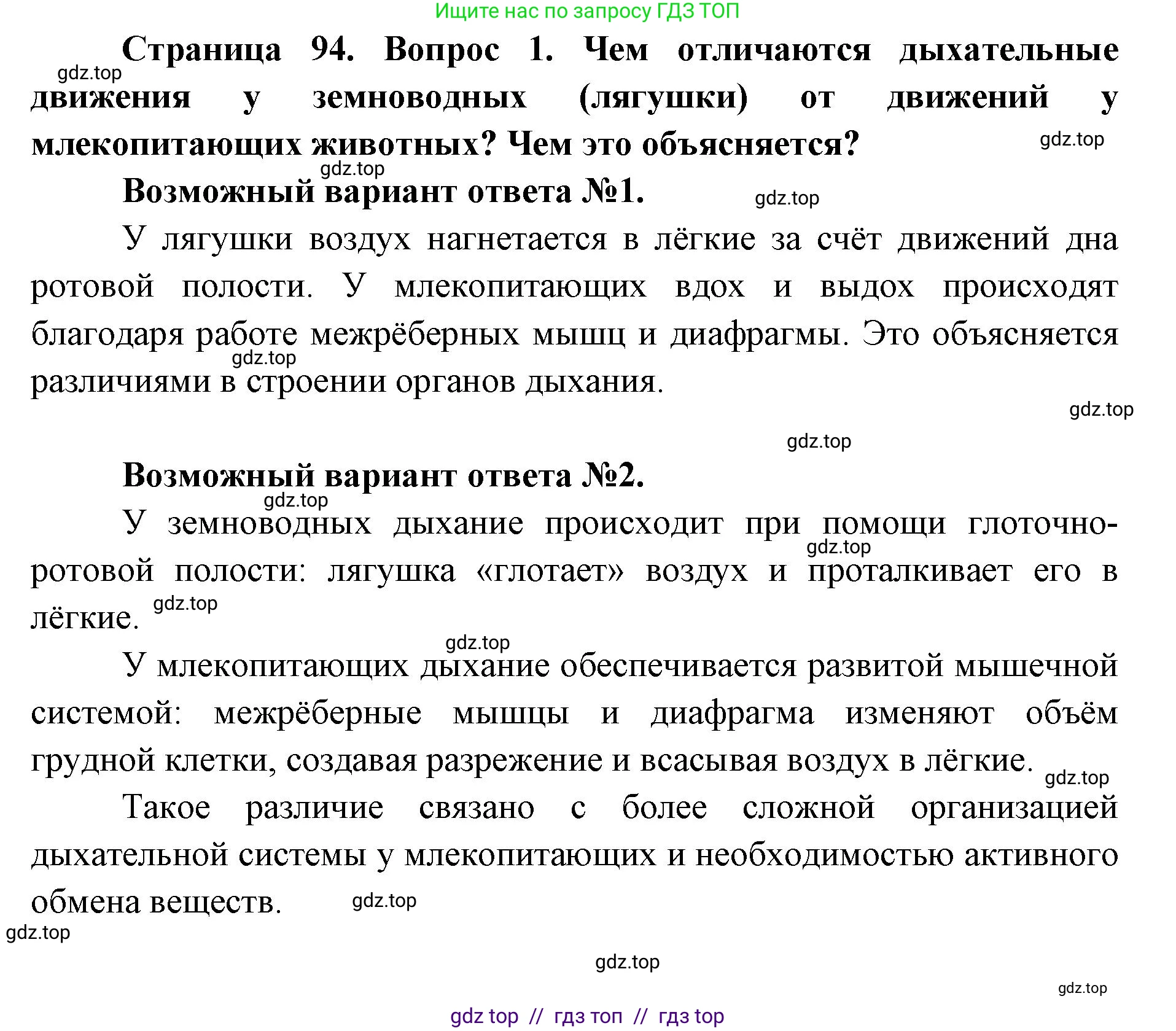 Биология, 8 класс Учебник, авторы: Пасечник Владимир Васильевич, Каменский Андрей Александрович, Швецов Глеб Геннадьевич, издательство Просвещение, Москва, 2019, страница 94, номер 1, Решение