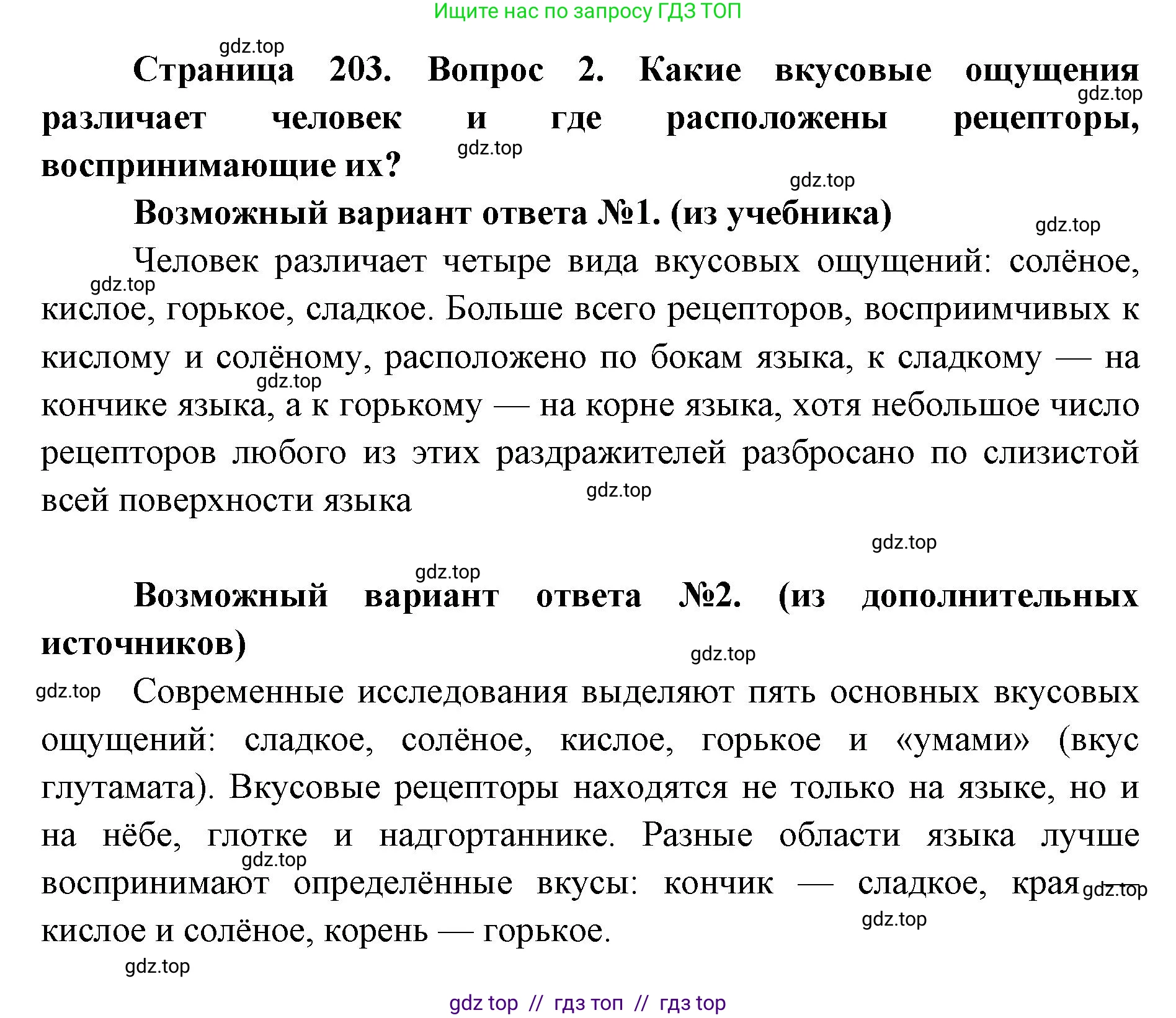 Биология, 8 класс Учебник, авторы: Пасечник Владимир Васильевич, Каменский Андрей Александрович, Швецов Глеб Геннадьевич, издательство Просвещение, Москва, 2019, страница 203, номер 2, Решение