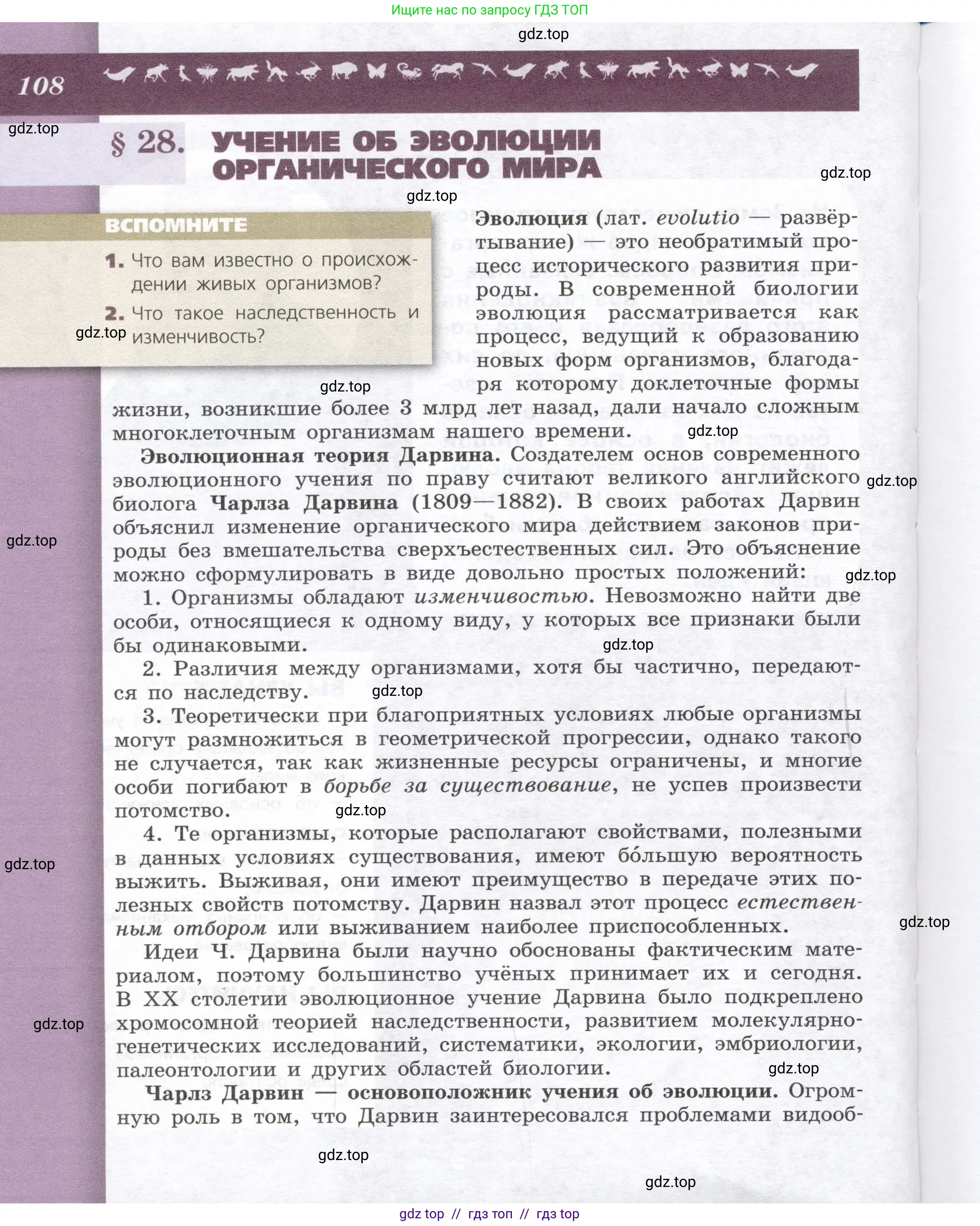 Биология, 9 класс Учебник, автор: Пасечник Владимир Васильевич, издательство Просвещение, Москва, 2019, страница 108