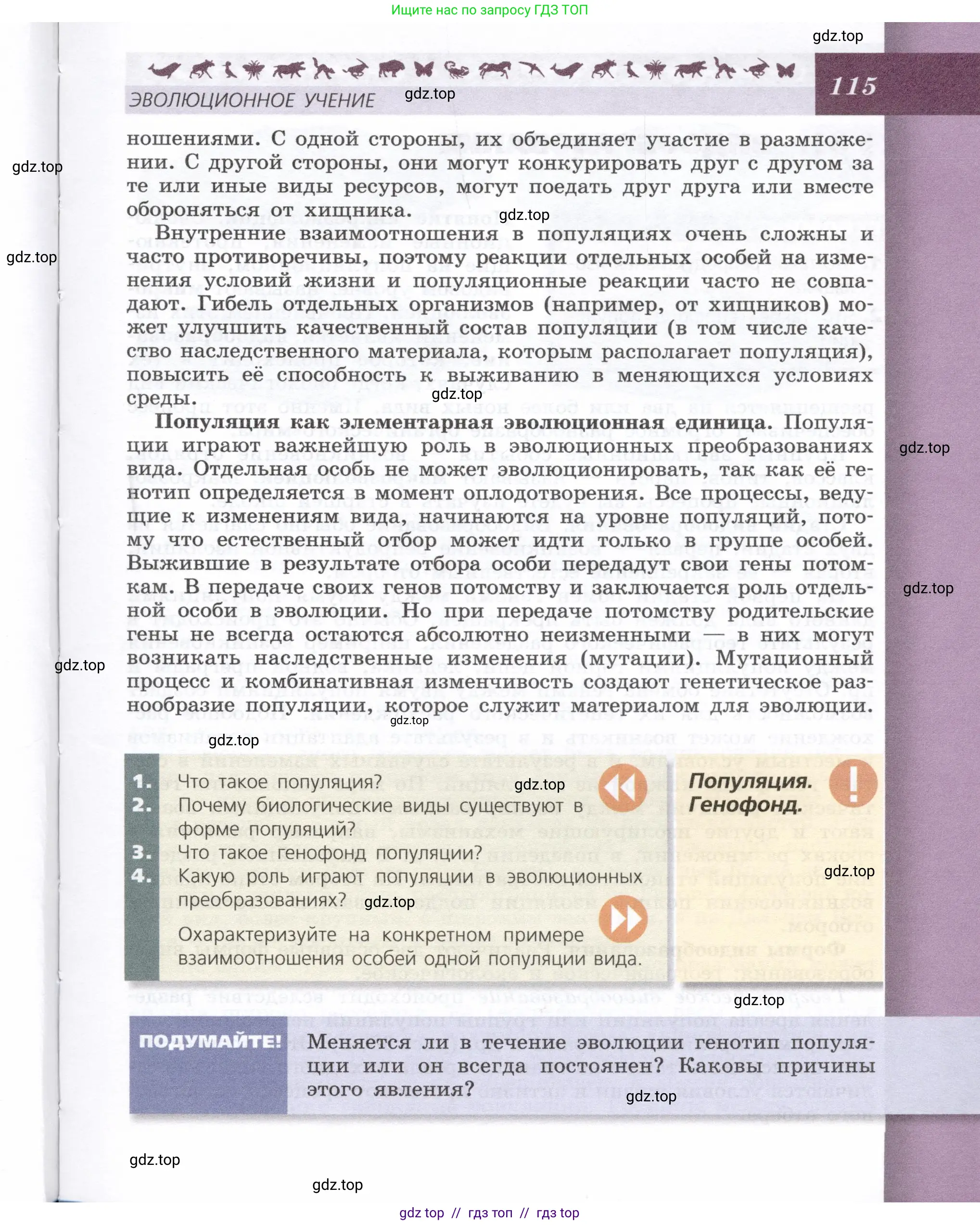 Биология, 9 класс Учебник, автор: Пасечник Владимир Васильевич, издательство Просвещение, Москва, 2019, страница 115