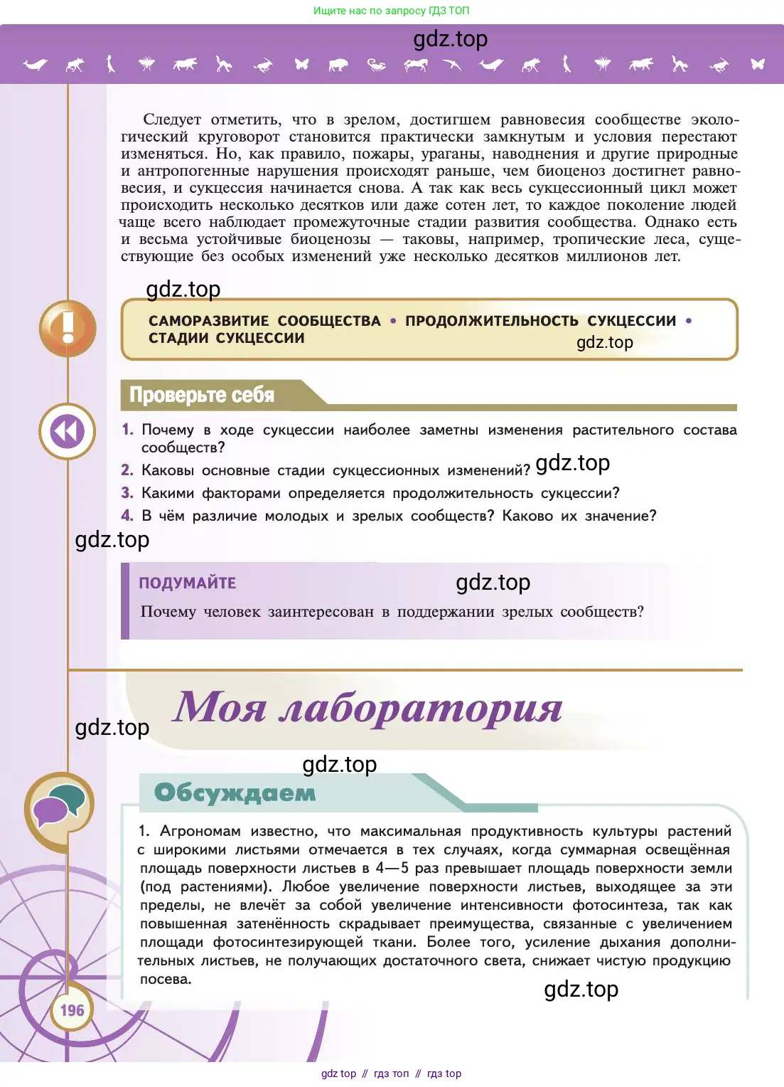 Биология, 11 класс Учебник, авторы: Пасечник Владимир Васильевич, Каменский Андрей Александрович, Рубцов Александр Михайлович, Швецов Глеб Геннадьевич, Абовян Леван Арташесович, Гапонюк Зоя Георгиевна, издательство Просвещение, Москва, 2019, страница 196