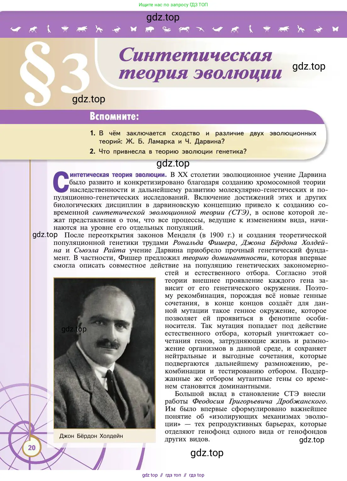 Биология, 11 класс Учебник, авторы: Пасечник Владимир Васильевич, Каменский Андрей Александрович, Рубцов Александр Михайлович, Швецов Глеб Геннадьевич, Абовян Леван Арташесович, Гапонюк Зоя Георгиевна, издательство Просвещение, Москва, 2019, страница 20