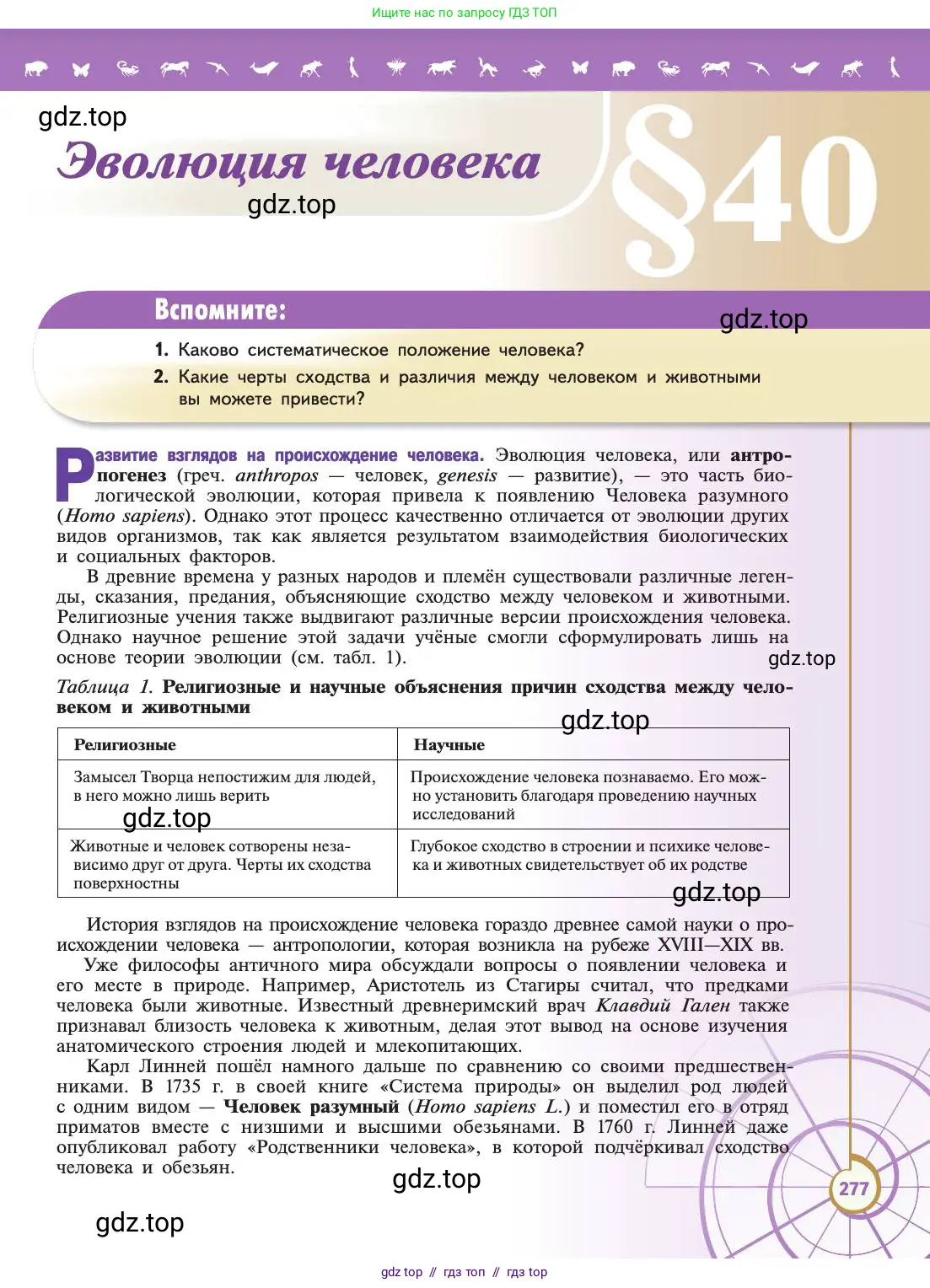 Биология, 11 класс Учебник, авторы: Пасечник Владимир Васильевич, Каменский Андрей Александрович, Рубцов Александр Михайлович, Швецов Глеб Геннадьевич, Абовян Леван Арташесович, Гапонюк Зоя Георгиевна, издательство Просвещение, Москва, 2019, страница 277