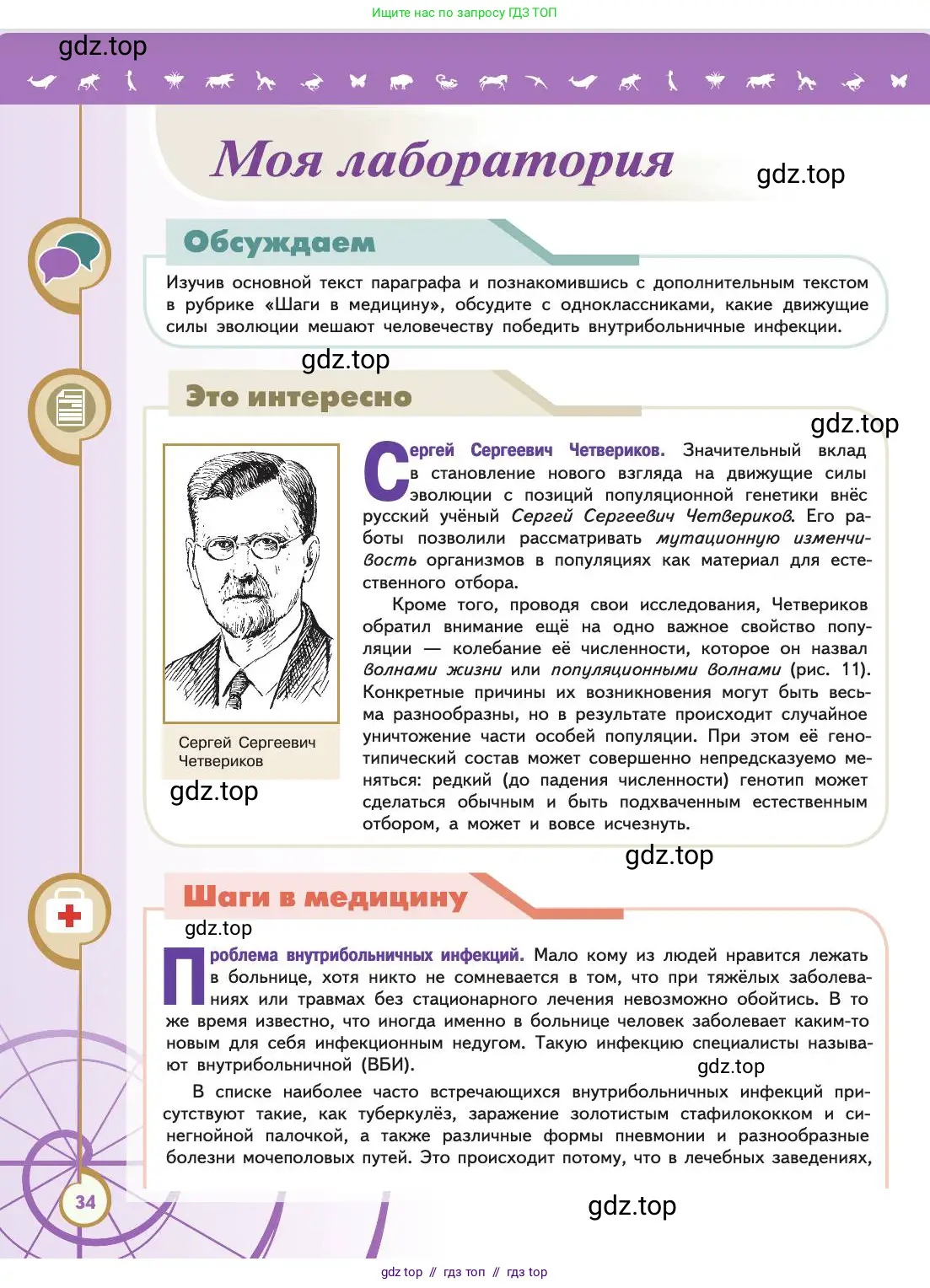 Биология, 11 класс Учебник, авторы: Пасечник Владимир Васильевич, Каменский Андрей Александрович, Рубцов Александр Михайлович, Швецов Глеб Геннадьевич, Абовян Леван Арташесович, Гапонюк Зоя Георгиевна, издательство Просвещение, Москва, 2019, страница 34