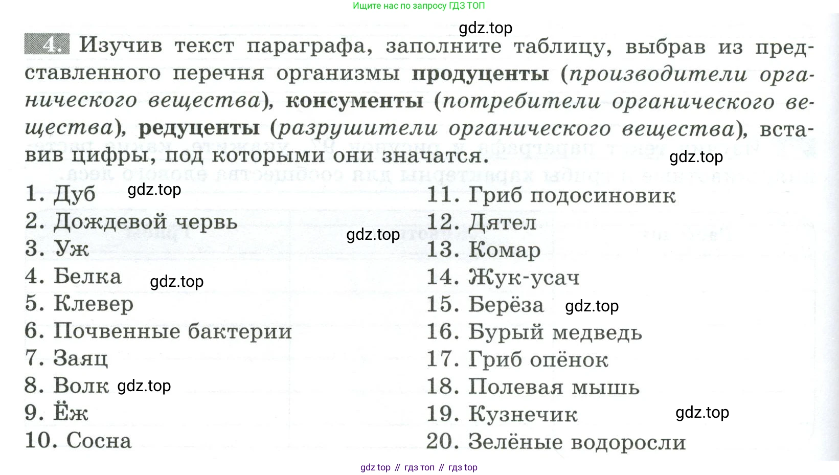 ГДЗ Биология, 5 класс рабочая тетрадь, авторы: Пасечник Владимир Васильевич, Суматохин Сергей Витальевич, Швецов Глеб Геннадьевич, Гапонюк Зоя Георгиевна, Косарькова Марина Викторовна, издательство Просвещение, Москва, 2023, оранжевого цвета, страница 88, номер 4, Условие