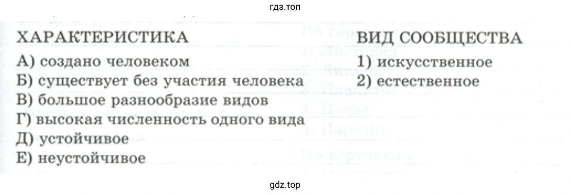 Установите соответствие между характеристикой природного сообщества и его видом. - биология 5 класс Пасечник Рабочая тетрадь
