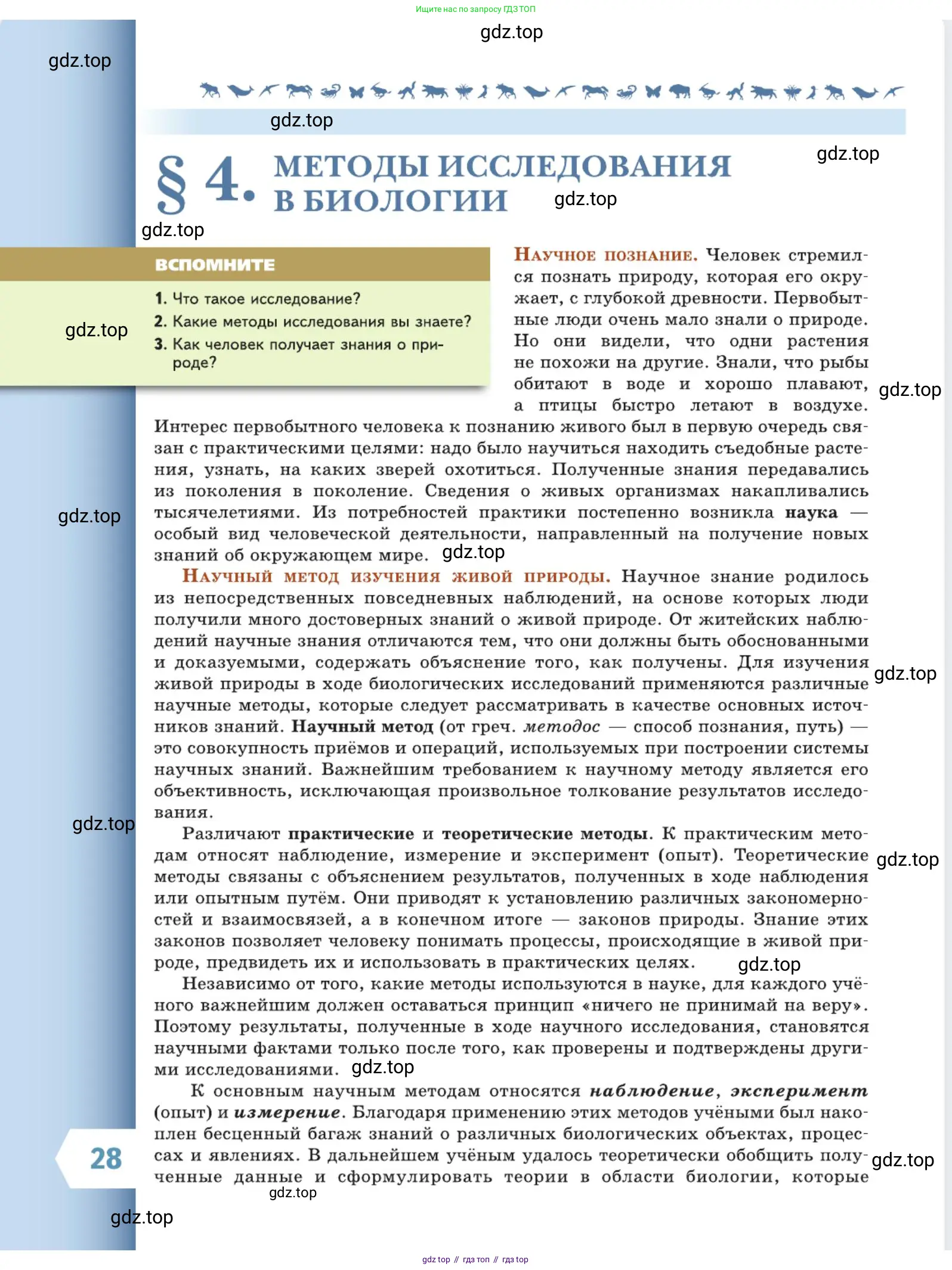Биология, 5 класс Учебник, авторы: Пасечник Владимир Васильевич, Суматохин Сергей Витальевич, Гапонюк Зоя Георгиевна, Швецов Глеб Геннадьевич, издательство Просвещение, Москва, 2023, белого цвета, страница 28