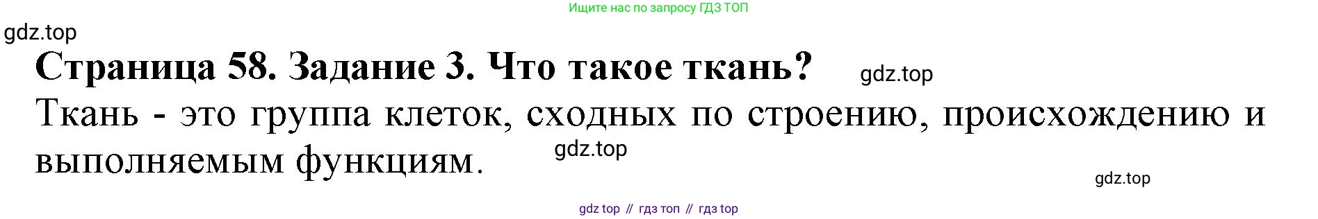 Биология, 5 класс Учебник, авторы: Пасечник Владимир Васильевич, Суматохин Сергей Витальевич, Гапонюк Зоя Георгиевна, Швецов Глеб Геннадьевич, издательство Просвещение, Москва, 2023, белого цвета, страница 58, номер 3, Решение