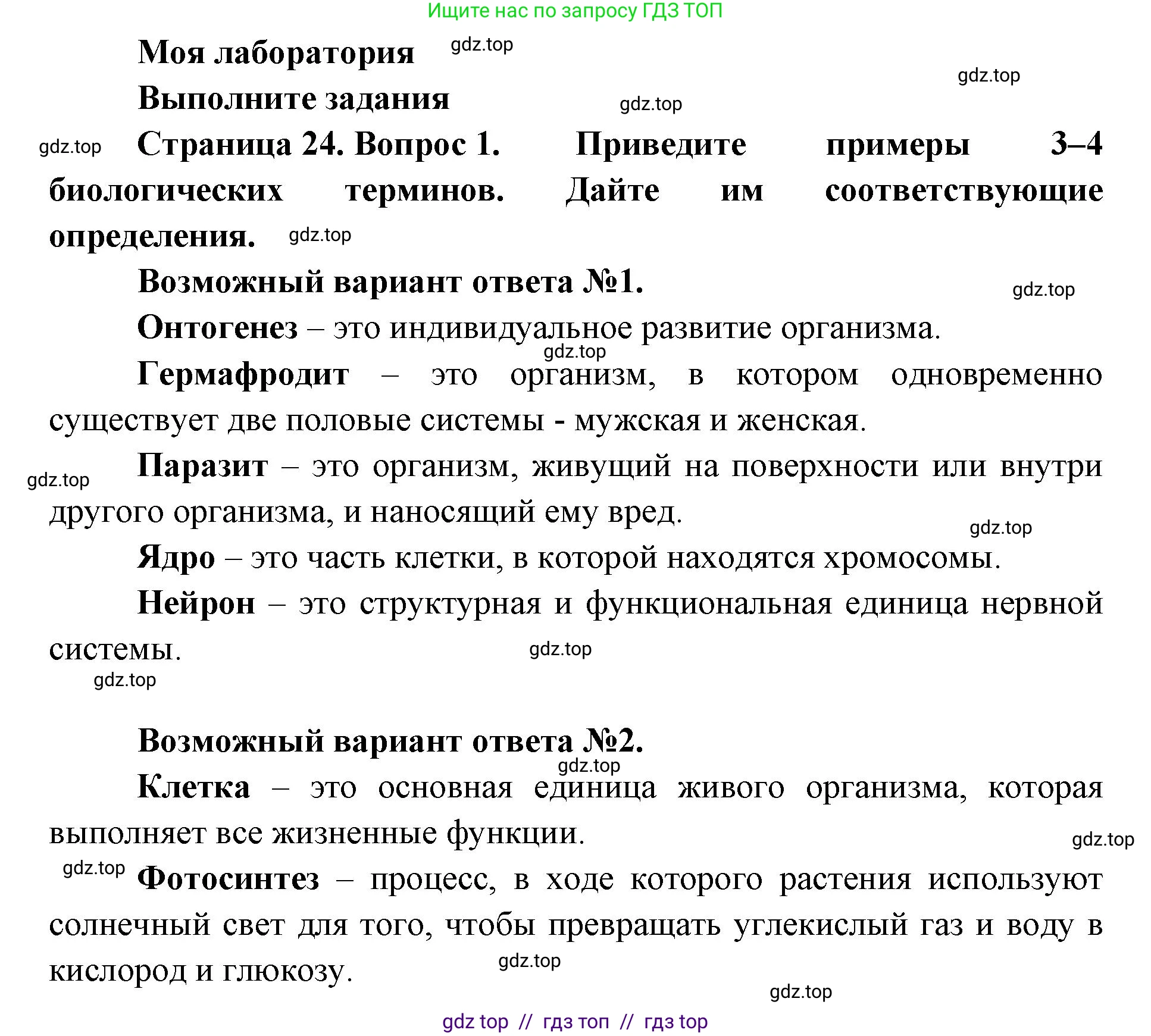 Биология, 5 класс Учебник, авторы: Пасечник Владимир Васильевич, Суматохин Сергей Витальевич, Гапонюк Зоя Георгиевна, Швецов Глеб Геннадьевич, издательство Просвещение, Москва, 2023, белого цвета, страница 24, Решение 2