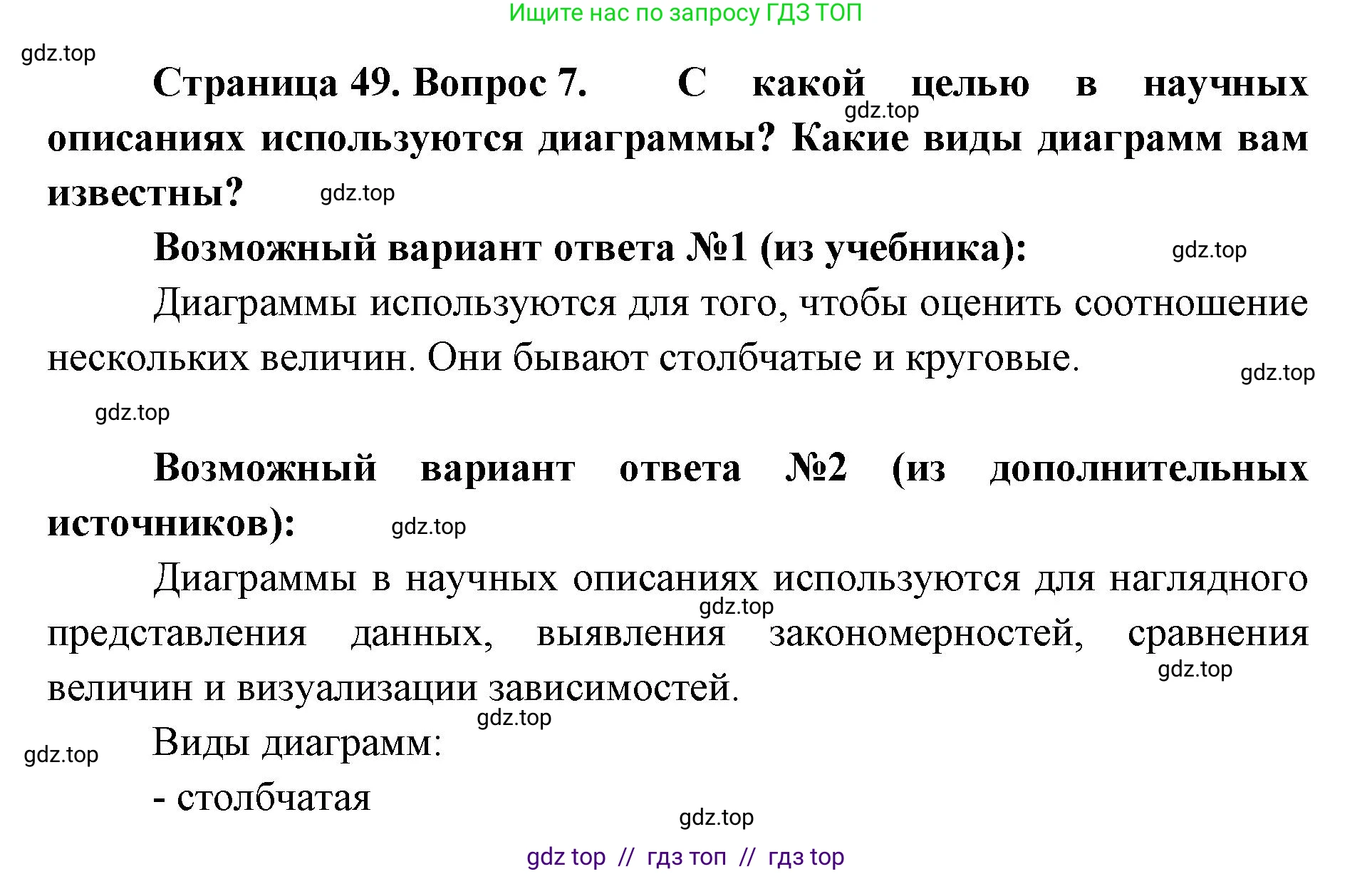 Биология, 5 класс Учебник, авторы: Пасечник Владимир Васильевич, Суматохин Сергей Витальевич, Гапонюк Зоя Георгиевна, Швецов Глеб Геннадьевич, издательство Просвещение, Москва, 2023, белого цвета, страница 49, номер 7, Решение 2