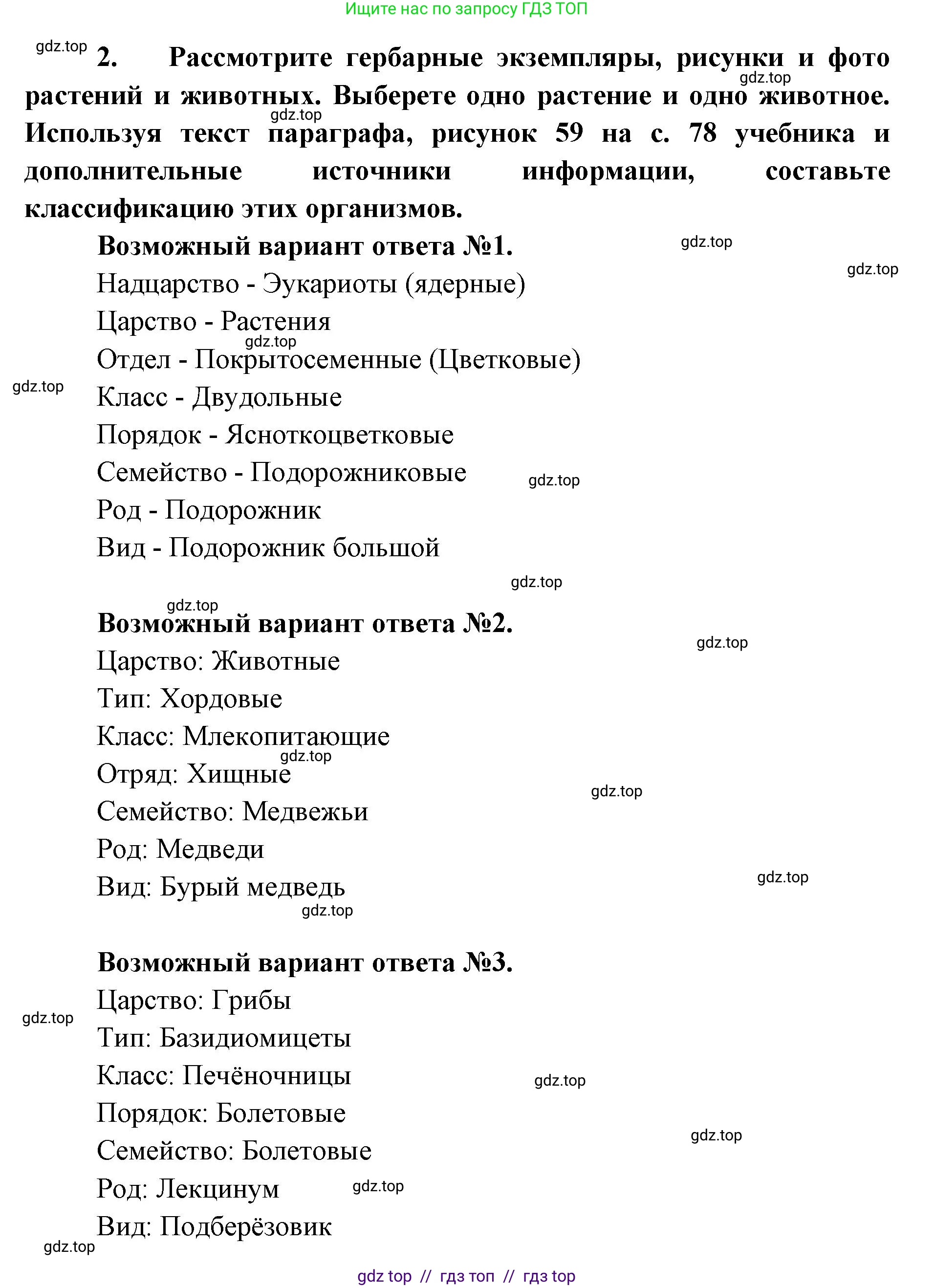 Биология, 5 класс Учебник, авторы: Пасечник Владимир Васильевич, Суматохин Сергей Витальевич, Гапонюк Зоя Георгиевна, Швецов Глеб Геннадьевич, издательство Просвещение, Москва, 2023, белого цвета, страница 79, Решение 2 (продолжение 2)