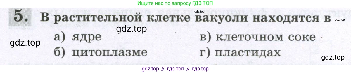 ГДЗ Биология, 6 класс рабочая тетрадь, авторы: Пасечник Владимир Васильевич, Суматохин Сергей Витальевич, Швецов Глеб Геннадьевич, Гапонюк Зоя Георгиевна, Косарькова Марина Викторовна, издательство Просвещение, Москва, 2023, белого цвета, страница 26, номер 5, Условие