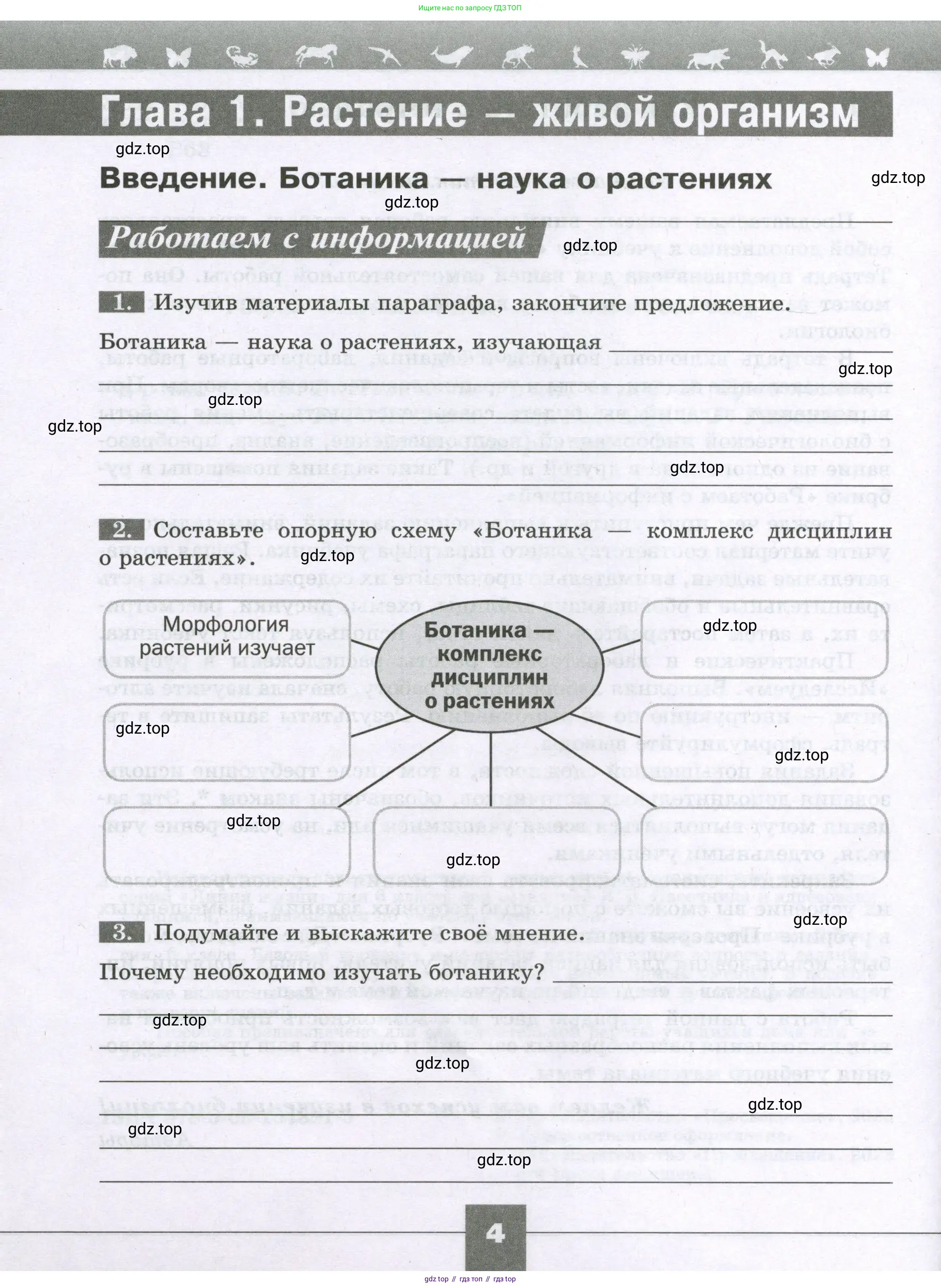 Биология, 6 класс рабочая тетрадь, авторы: Пасечник Владимир Васильевич, Суматохин Сергей Витальевич, Швецов Глеб Геннадьевич, Гапонюк Зоя Георгиевна, Косарькова Марина Викторовна, издательство Просвещение, Москва, 2023, белого цвета, страница 4