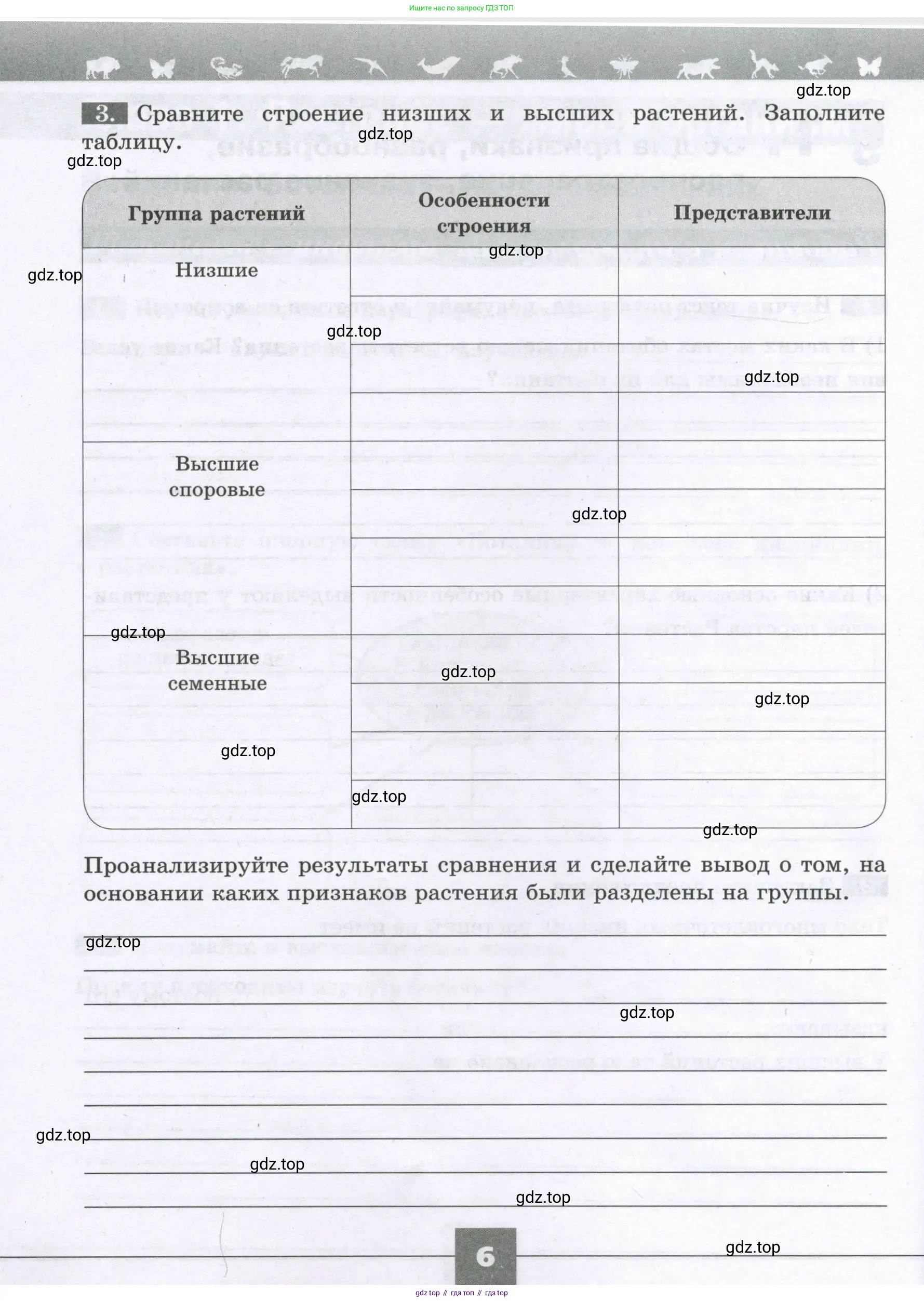 Биология, 6 класс рабочая тетрадь, авторы: Пасечник Владимир Васильевич, Суматохин Сергей Витальевич, Швецов Глеб Геннадьевич, Гапонюк Зоя Георгиевна, Косарькова Марина Викторовна, издательство Просвещение, Москва, 2023, белого цвета, страница 6