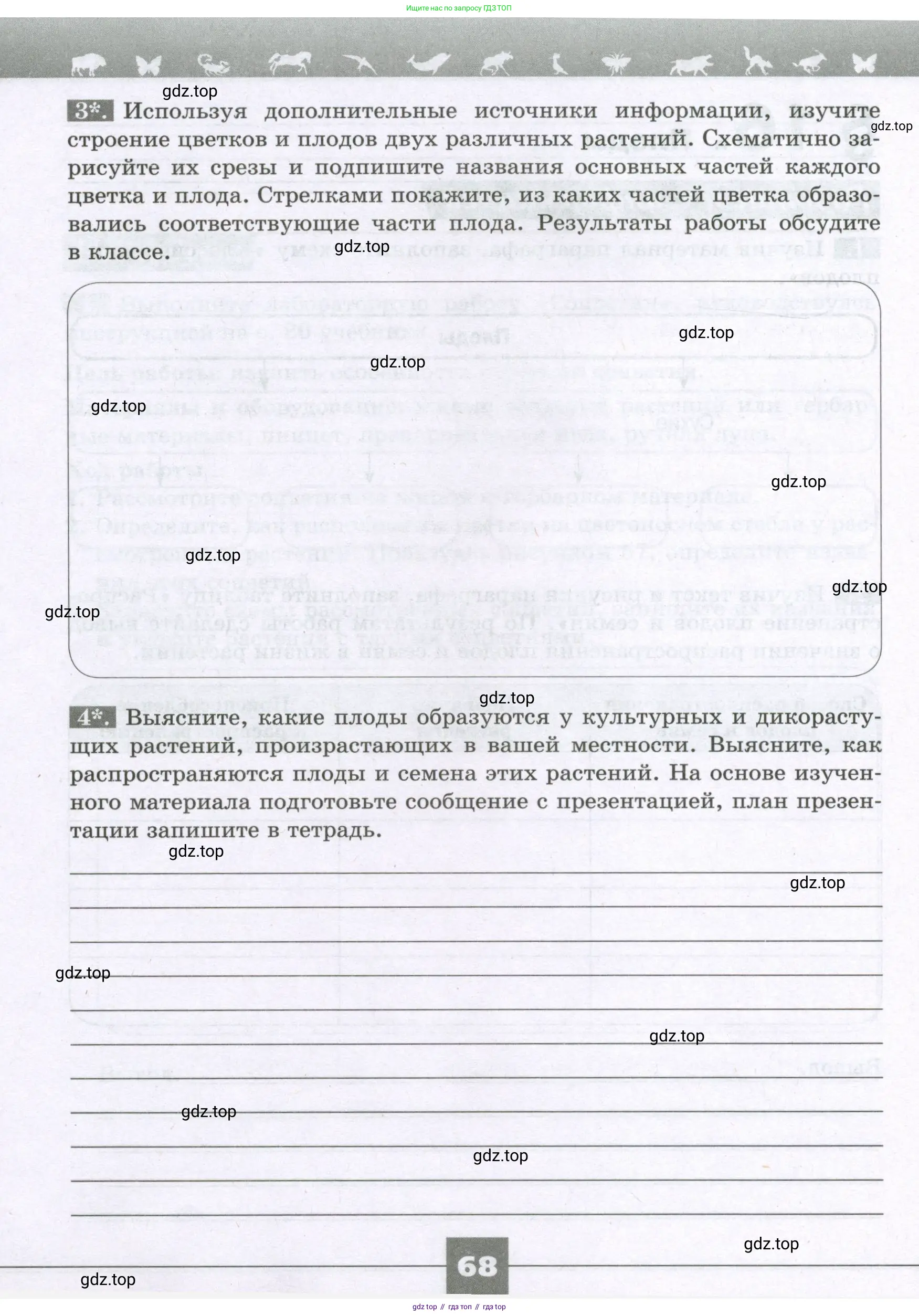 Биология, 6 класс рабочая тетрадь, авторы: Пасечник Владимир Васильевич, Суматохин Сергей Витальевич, Швецов Глеб Геннадьевич, Гапонюк Зоя Георгиевна, Косарькова Марина Викторовна, издательство Просвещение, Москва, 2023, белого цвета, страница 68