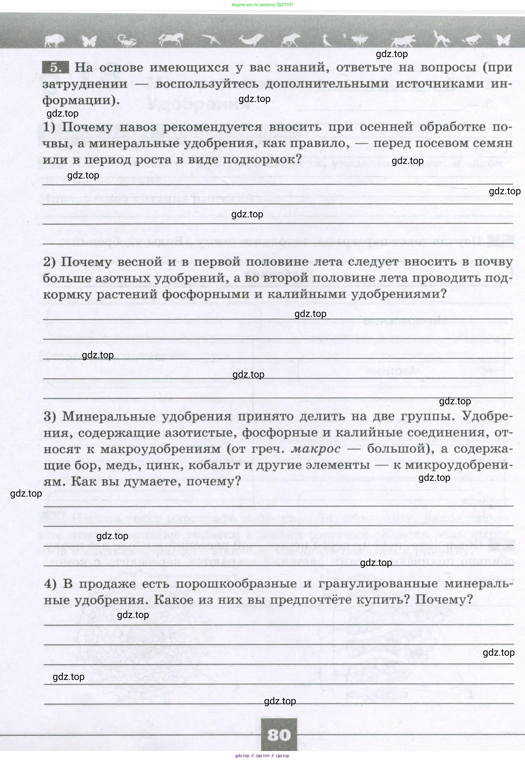 Биология, 6 класс рабочая тетрадь, авторы: Пасечник Владимир Васильевич, Суматохин Сергей Витальевич, Швецов Глеб Геннадьевич, Гапонюк Зоя Георгиевна, Косарькова Марина Викторовна, издательство Просвещение, Москва, 2023, белого цвета, страница 80