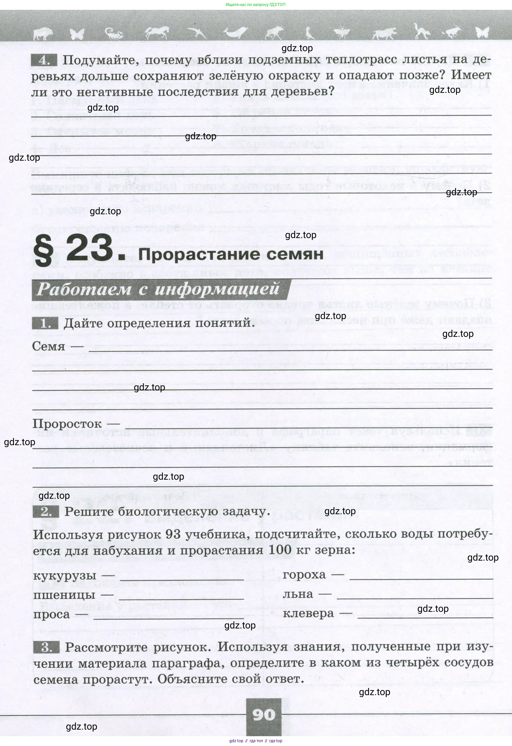 Биология, 6 класс рабочая тетрадь, авторы: Пасечник Владимир Васильевич, Суматохин Сергей Витальевич, Швецов Глеб Геннадьевич, Гапонюк Зоя Георгиевна, Косарькова Марина Викторовна, издательство Просвещение, Москва, 2023, белого цвета, страница 90