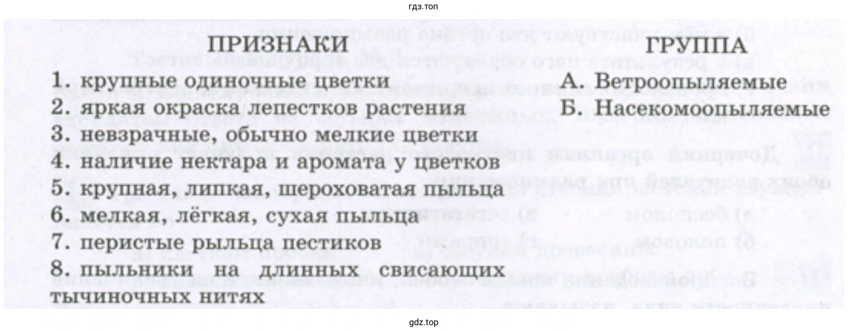 Установите соответствие между признаками и группой растений