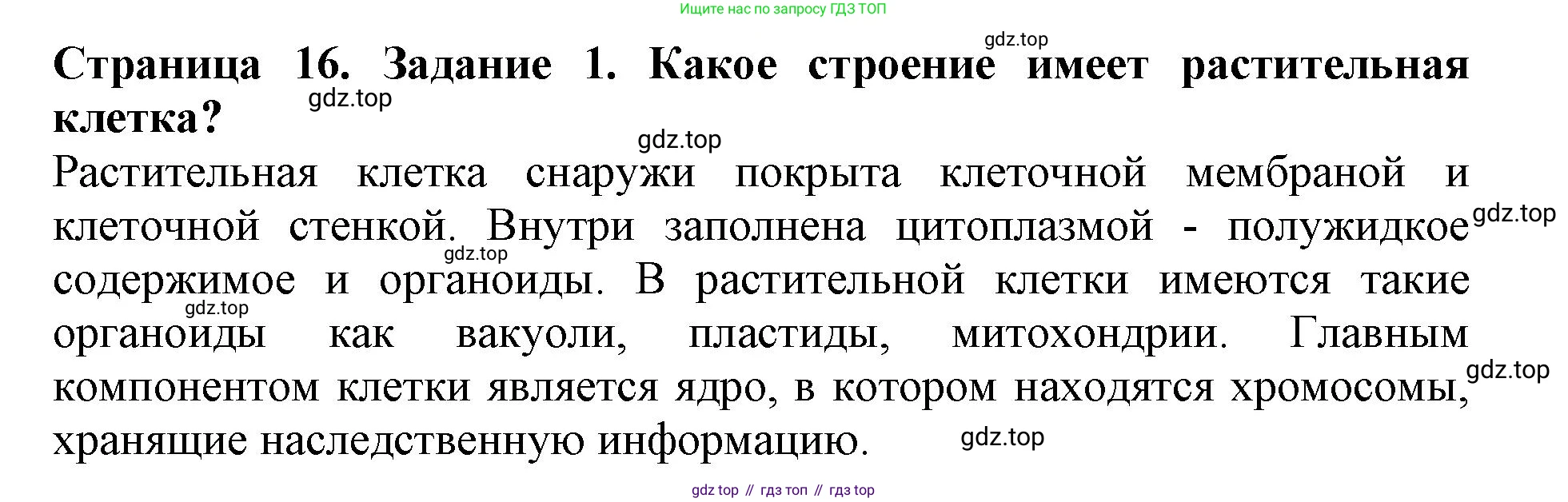 ГДЗ Биология, 6 класс Учебник, авторы: Пасечник Владимир Васильевич, Суматохин Сергей Витальевич, Гапонюк Зоя Георгиевна, Швецов Глеб Геннадьевич, издательство Просвещение, Москва, 2023, белого цвета, страница 16, номер 1, Решение 1