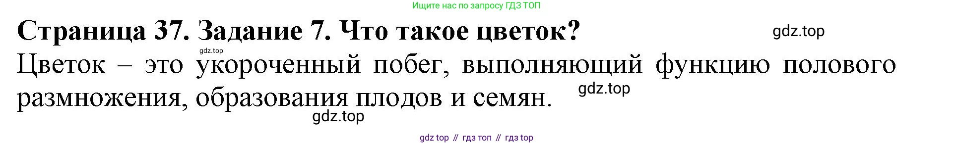 ГДЗ Биология, 6 класс Учебник, авторы: Пасечник Владимир Васильевич, Суматохин Сергей Витальевич, Гапонюк Зоя Георгиевна, Швецов Глеб Геннадьевич, издательство Просвещение, Москва, 2023, белого цвета, страница 37, номер 7, Решение 1