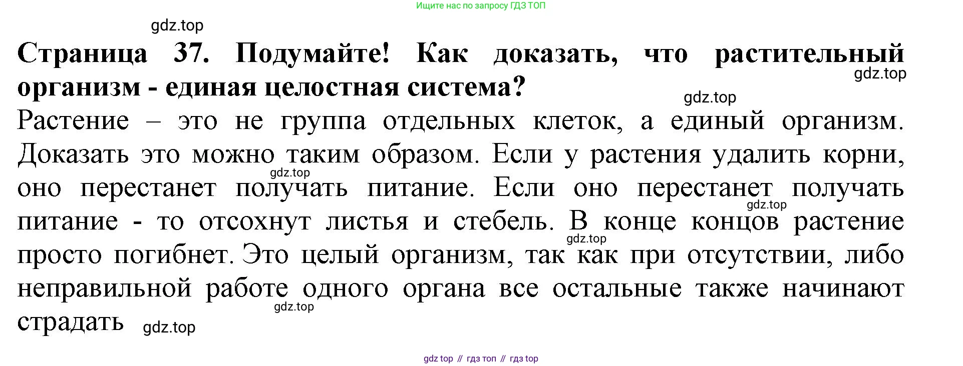 ГДЗ Биология, 6 класс Учебник, авторы: Пасечник Владимир Васильевич, Суматохин Сергей Витальевич, Гапонюк Зоя Георгиевна, Швецов Глеб Геннадьевич, издательство Просвещение, Москва, 2023, белого цвета, страница 37, Решение 1