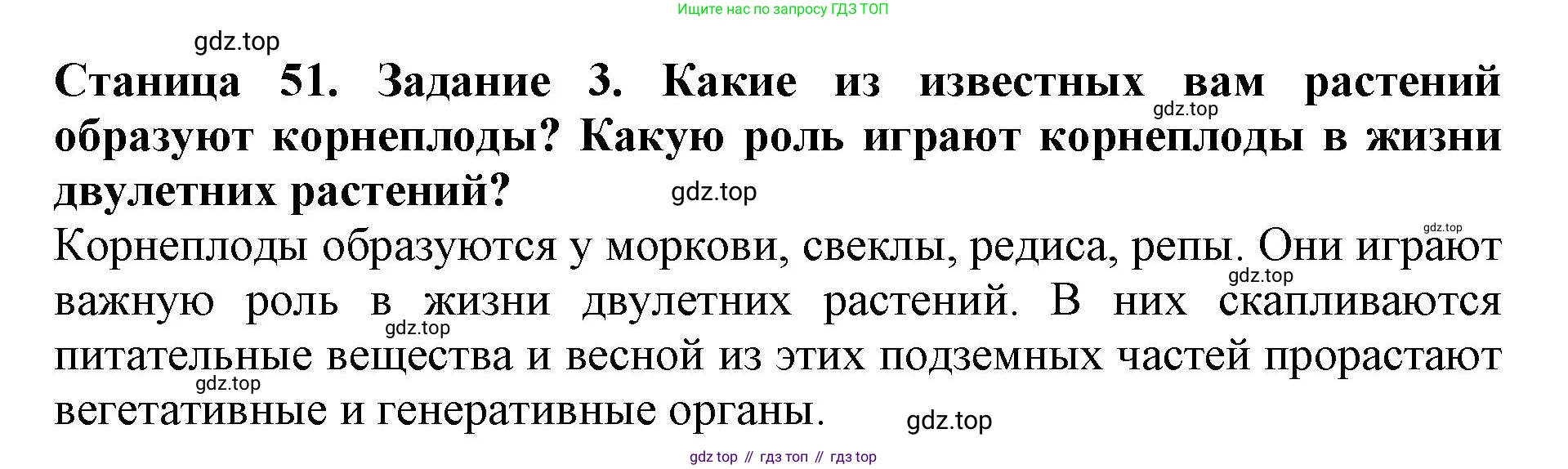 ГДЗ Биология, 6 класс Учебник, авторы: Пасечник Владимир Васильевич, Суматохин Сергей Витальевич, Гапонюк Зоя Георгиевна, Швецов Глеб Геннадьевич, издательство Просвещение, Москва, 2023, белого цвета, страница 51, номер 3, Решение 1