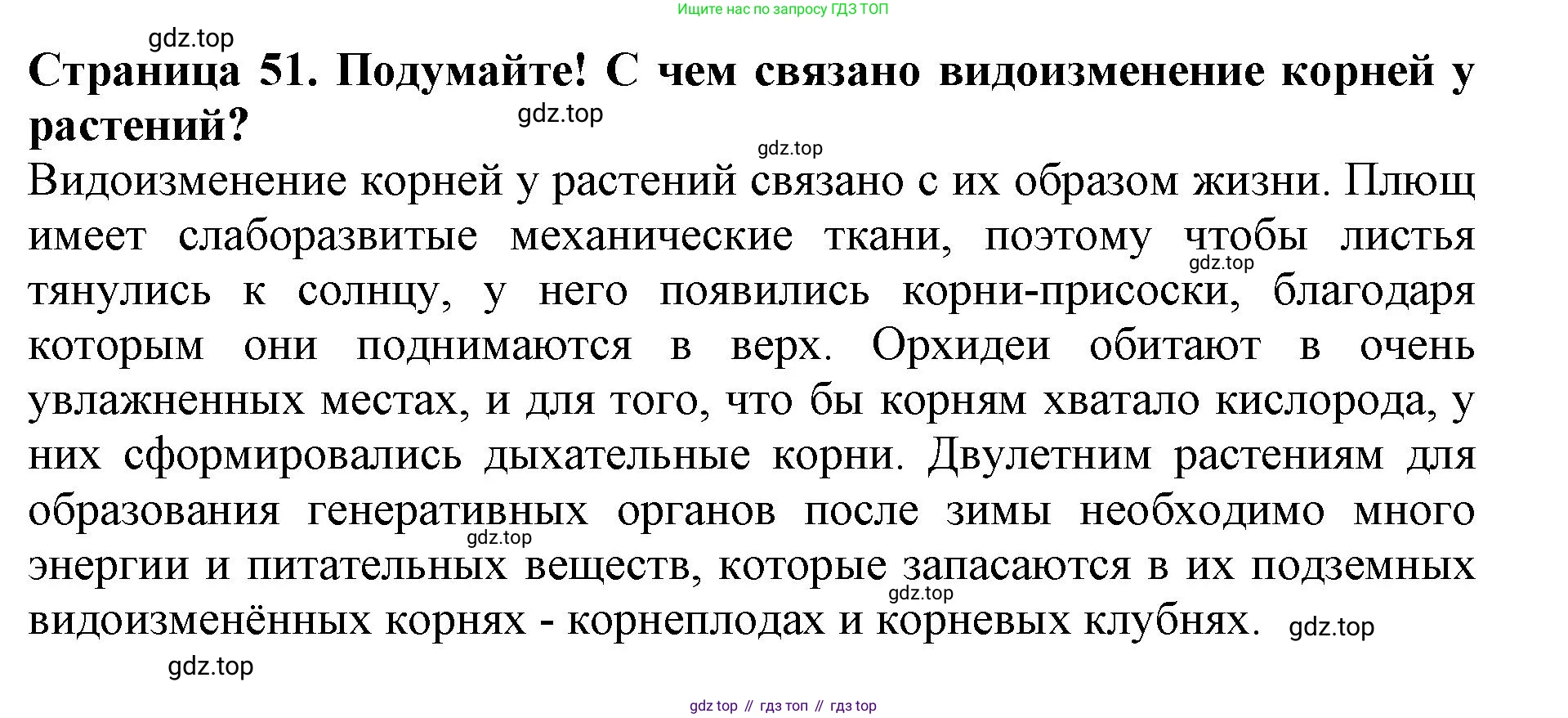ГДЗ Биология, 6 класс Учебник, авторы: Пасечник Владимир Васильевич, Суматохин Сергей Витальевич, Гапонюк Зоя Георгиевна, Швецов Глеб Геннадьевич, издательство Просвещение, Москва, 2023, белого цвета, страница 51, Решение 1