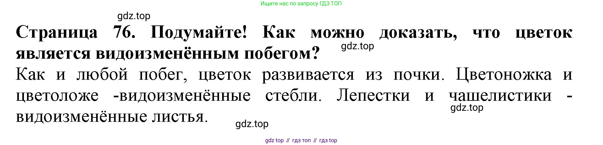 ГДЗ Биология, 6 класс Учебник, авторы: Пасечник Владимир Васильевич, Суматохин Сергей Витальевич, Гапонюк Зоя Георгиевна, Швецов Глеб Геннадьевич, издательство Просвещение, Москва, 2023, белого цвета, страница 76, Решение 1
