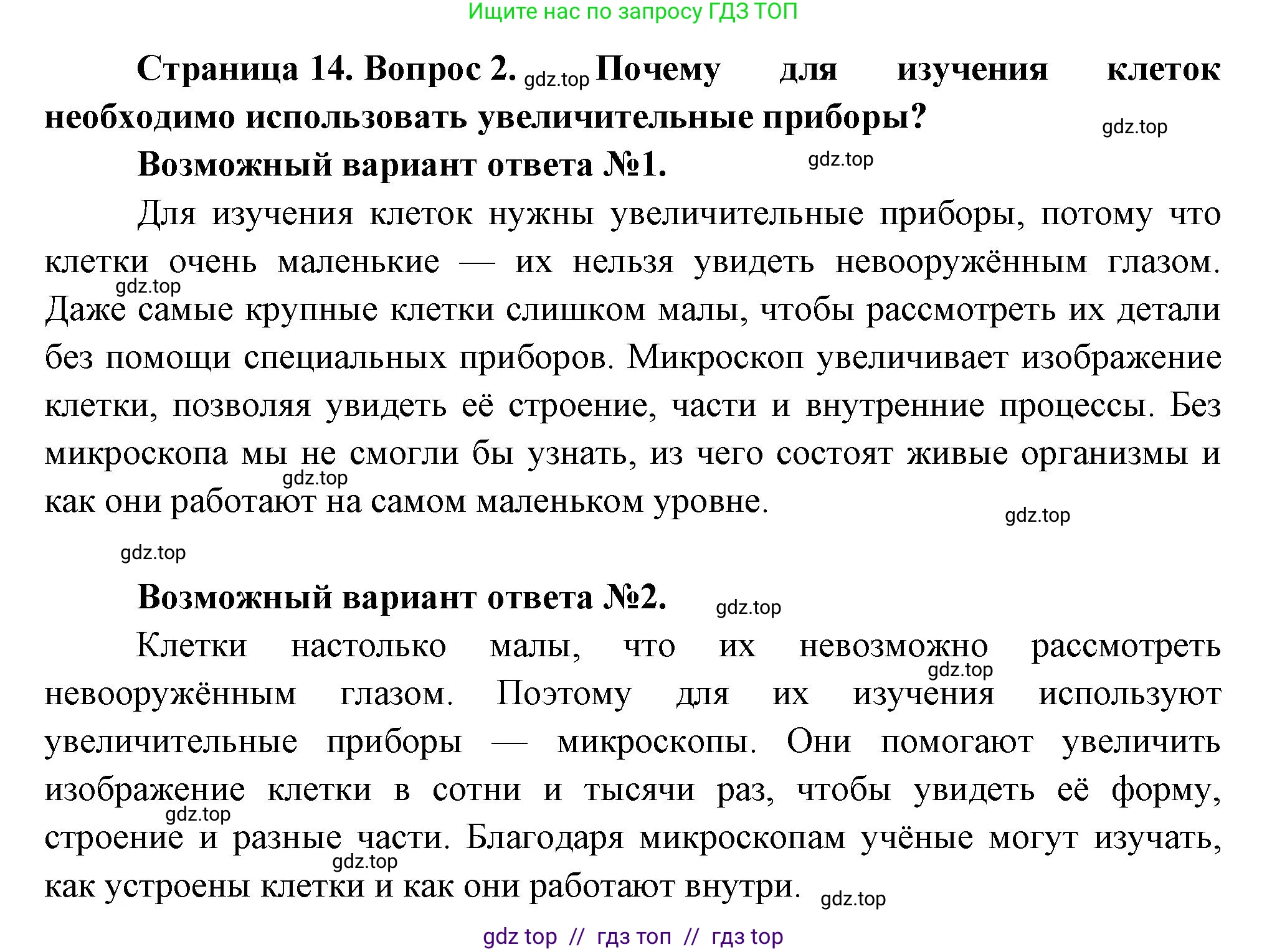 Биология, 6 класс Учебник, авторы: Пасечник Владимир Васильевич, Суматохин Сергей Витальевич, Гапонюк Зоя Георгиевна, Швецов Глеб Геннадьевич, издательство Просвещение, Москва, 2023, белого цвета, страница 14, номер 2, Решение 3