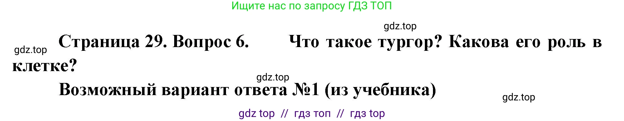 Биология, 6 класс Учебник, авторы: Пасечник Владимир Васильевич, Суматохин Сергей Витальевич, Гапонюк Зоя Георгиевна, Швецов Глеб Геннадьевич, издательство Просвещение, Москва, 2023, белого цвета, страница 29, номер 6, Решение 3