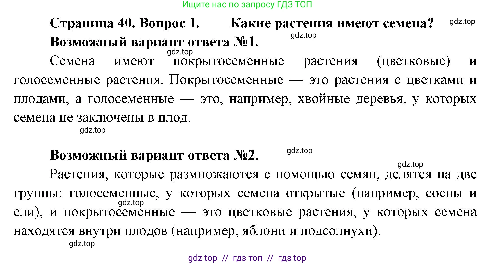 Биология, 6 класс Учебник, авторы: Пасечник Владимир Васильевич, Суматохин Сергей Витальевич, Гапонюк Зоя Георгиевна, Швецов Глеб Геннадьевич, издательство Просвещение, Москва, 2023, белого цвета, страница 40, номер 1, Решение 3