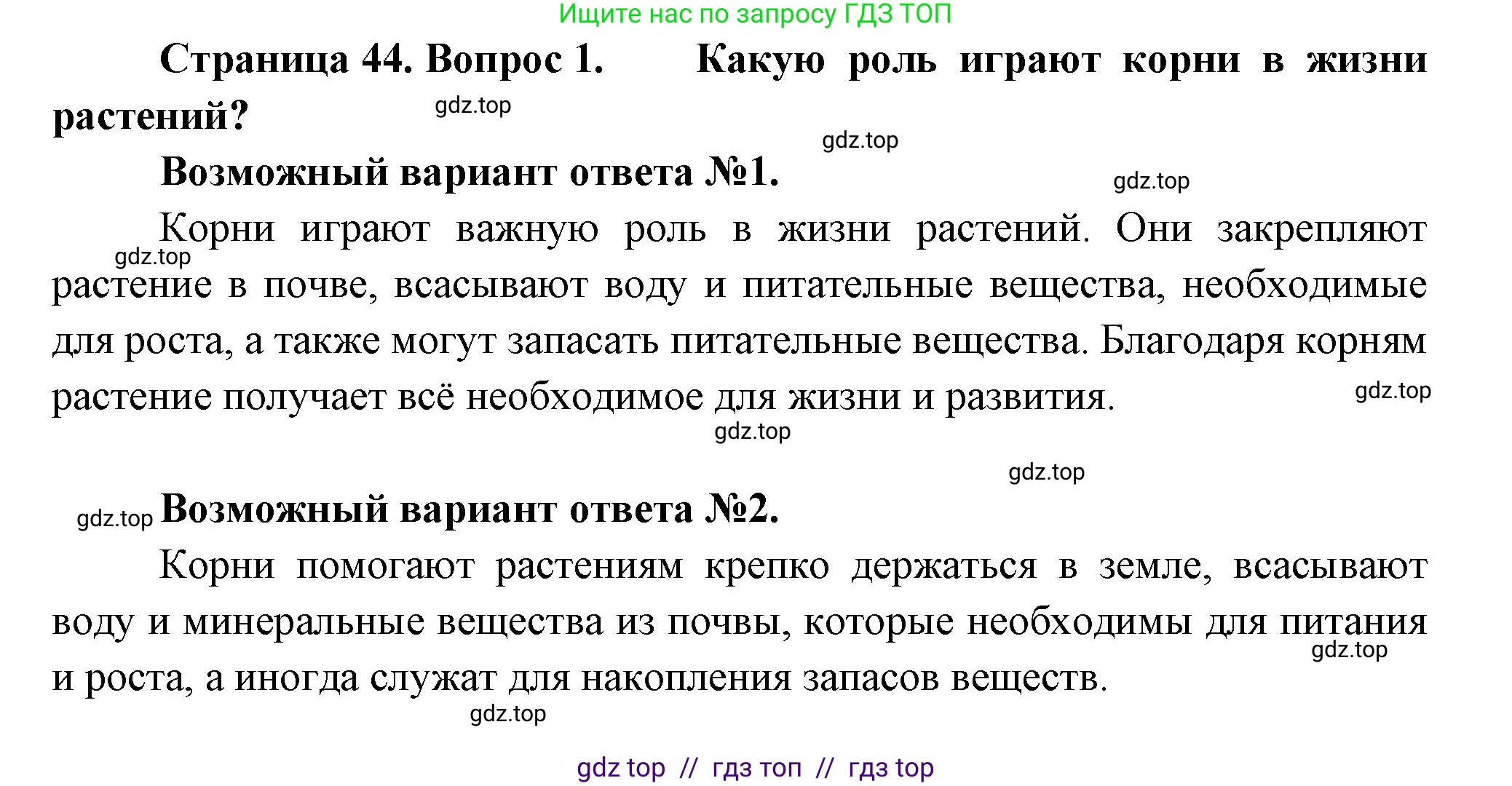 Биология, 6 класс Учебник, авторы: Пасечник Владимир Васильевич, Суматохин Сергей Витальевич, Гапонюк Зоя Георгиевна, Швецов Глеб Геннадьевич, издательство Просвещение, Москва, 2023, белого цвета, страница 44, номер 1, Решение 3