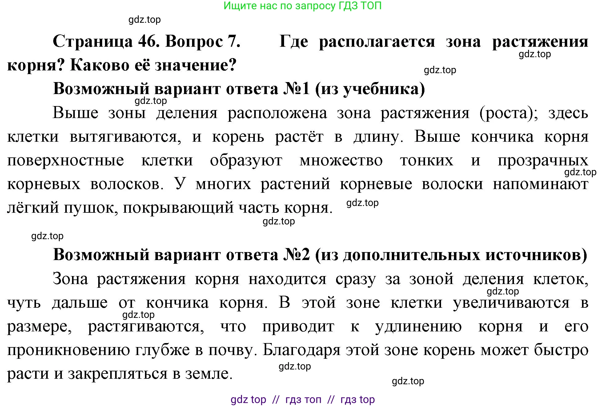 Биология, 6 класс Учебник, авторы: Пасечник Владимир Васильевич, Суматохин Сергей Витальевич, Гапонюк Зоя Георгиевна, Швецов Глеб Геннадьевич, издательство Просвещение, Москва, 2023, белого цвета, страница 46, номер 7, Решение 3