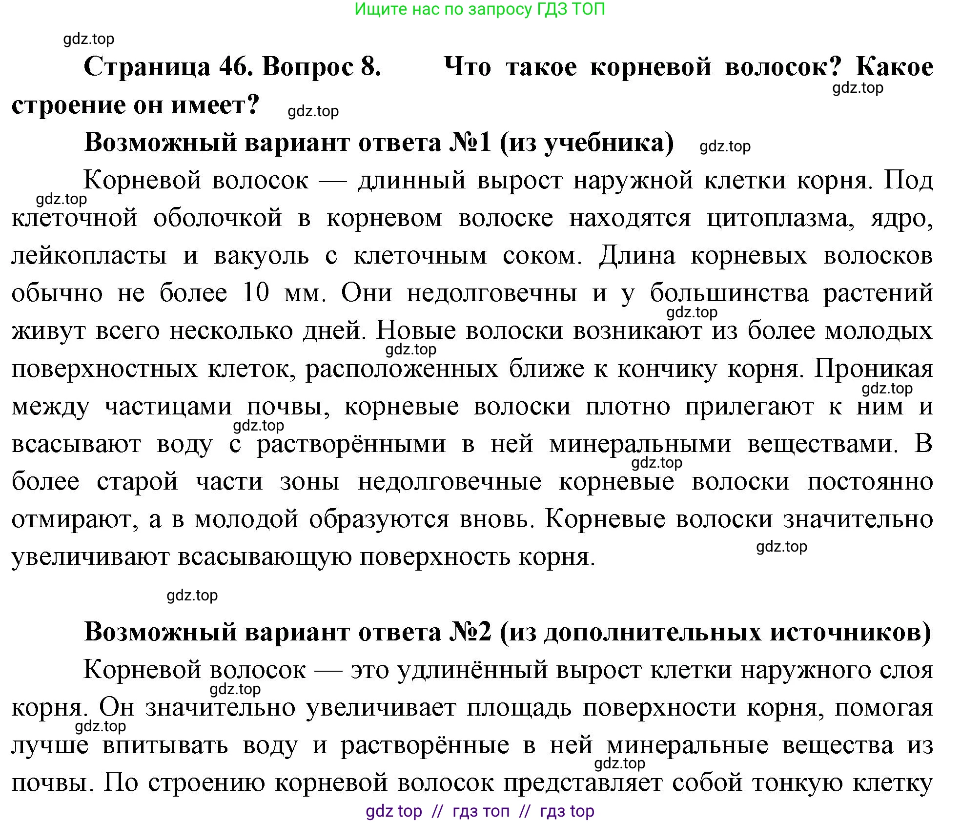 Биология, 6 класс Учебник, авторы: Пасечник Владимир Васильевич, Суматохин Сергей Витальевич, Гапонюк Зоя Георгиевна, Швецов Глеб Геннадьевич, издательство Просвещение, Москва, 2023, белого цвета, страница 46, номер 8, Решение 3