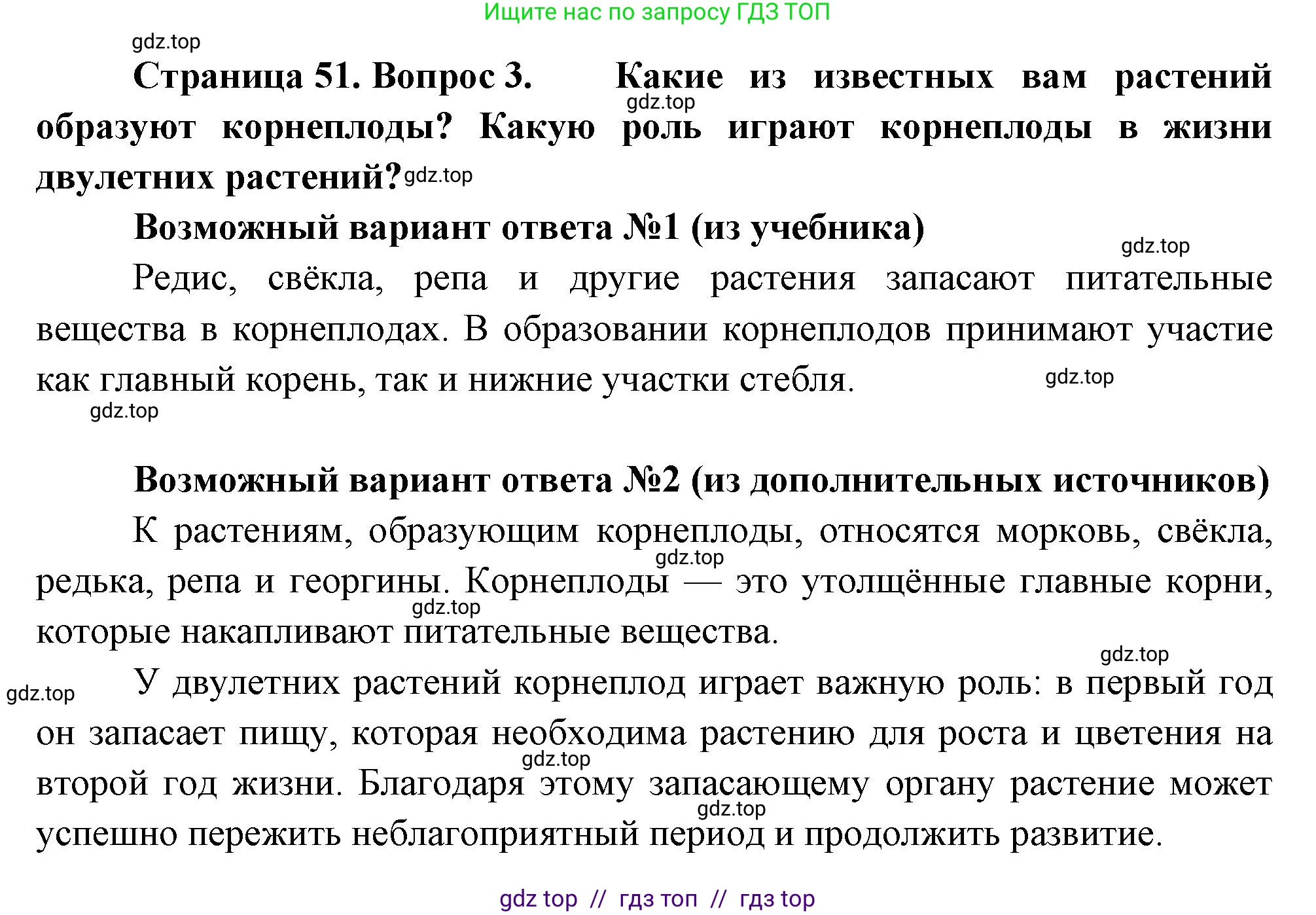 Биология, 6 класс Учебник, авторы: Пасечник Владимир Васильевич, Суматохин Сергей Витальевич, Гапонюк Зоя Георгиевна, Швецов Глеб Геннадьевич, издательство Просвещение, Москва, 2023, белого цвета, страница 51, номер 3, Решение 3