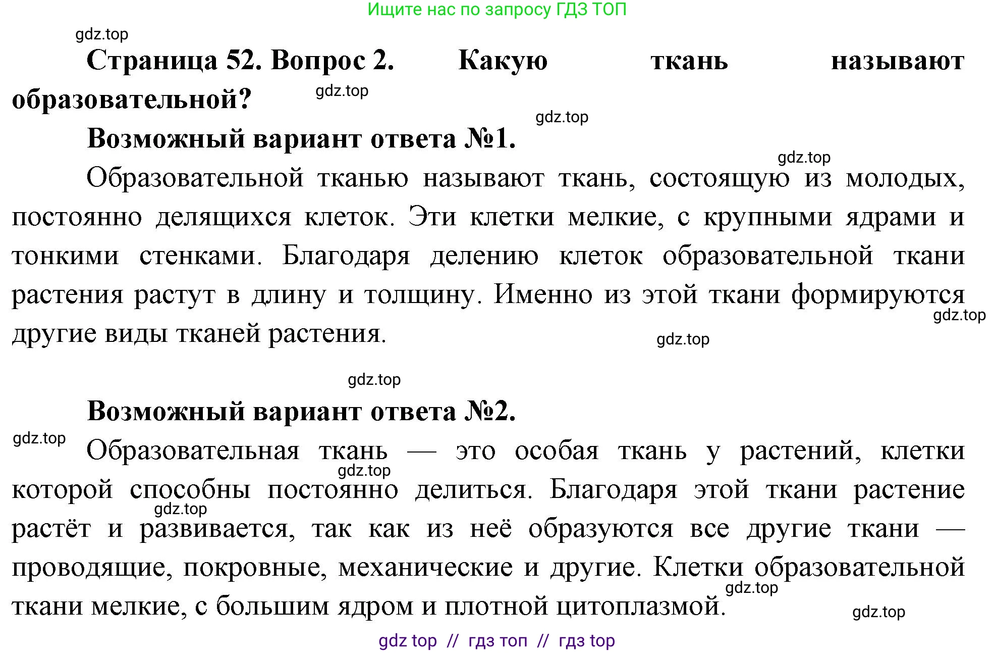 Биология, 6 класс Учебник, авторы: Пасечник Владимир Васильевич, Суматохин Сергей Витальевич, Гапонюк Зоя Георгиевна, Швецов Глеб Геннадьевич, издательство Просвещение, Москва, 2023, белого цвета, страница 52, номер 2, Решение 3