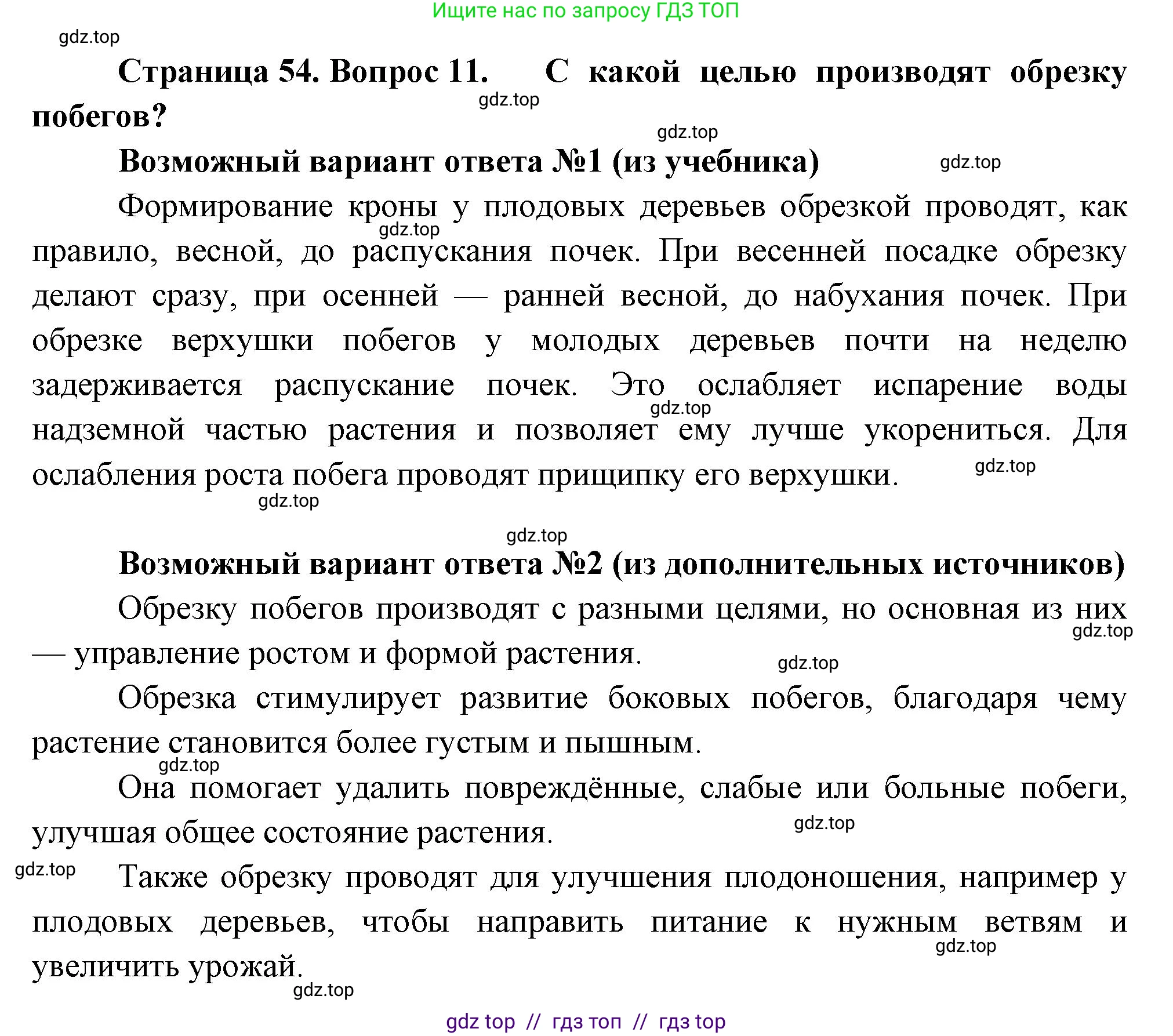 Биология, 6 класс Учебник, авторы: Пасечник Владимир Васильевич, Суматохин Сергей Витальевич, Гапонюк Зоя Георгиевна, Швецов Глеб Геннадьевич, издательство Просвещение, Москва, 2023, белого цвета, страница 54, номер 11, Решение 3
