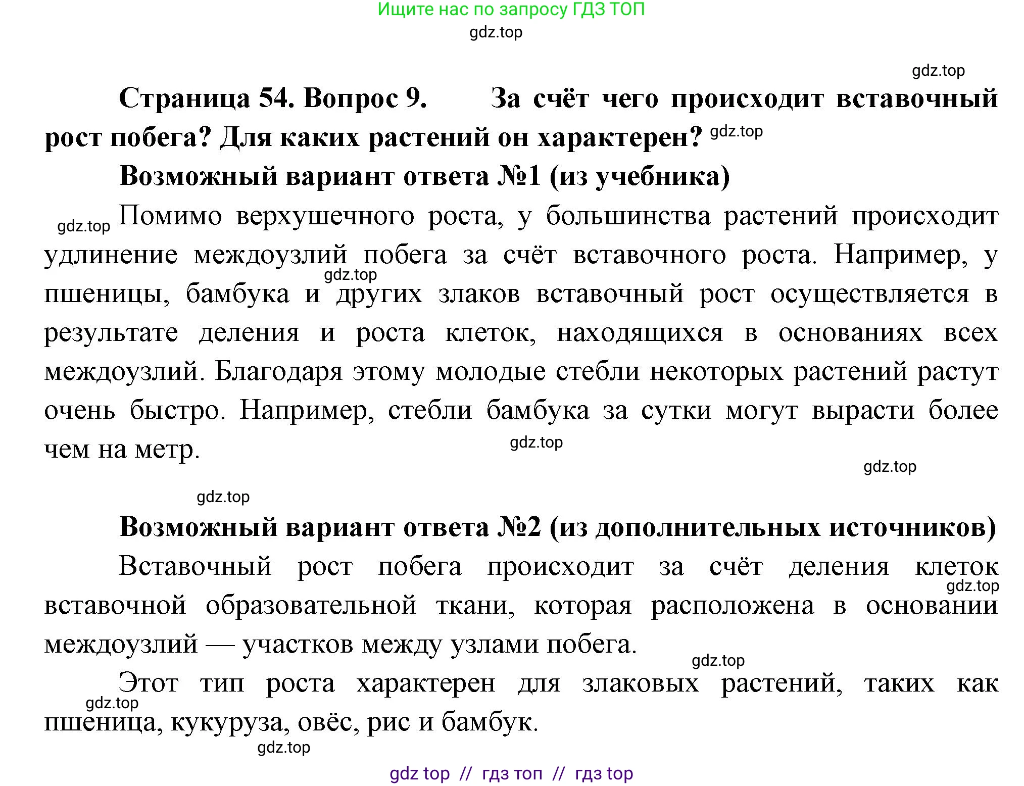 Биология, 6 класс Учебник, авторы: Пасечник Владимир Васильевич, Суматохин Сергей Витальевич, Гапонюк Зоя Георгиевна, Швецов Глеб Геннадьевич, издательство Просвещение, Москва, 2023, белого цвета, страница 54, номер 9, Решение 3