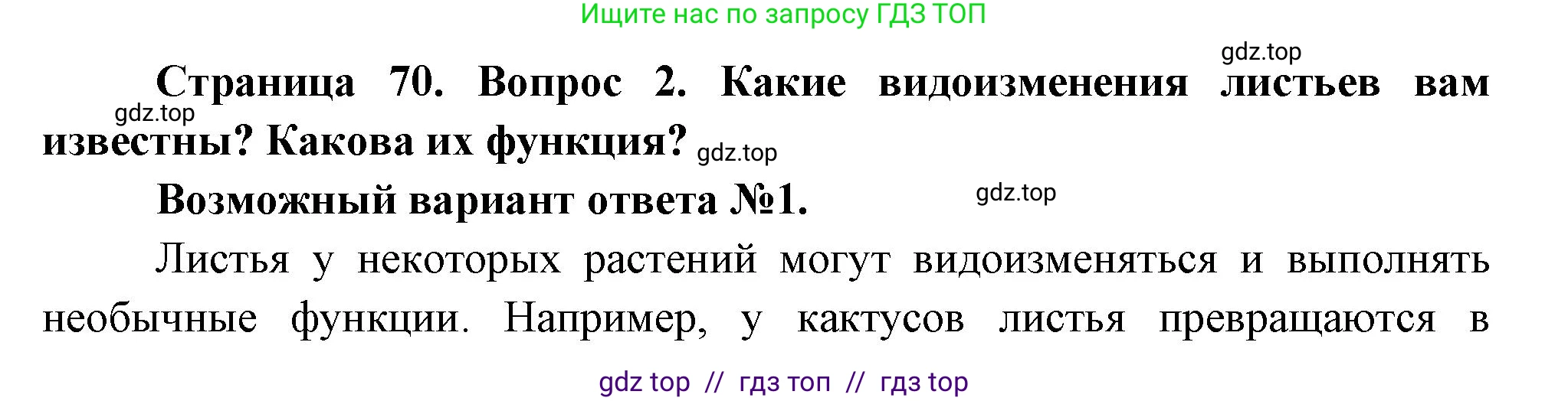 Биология, 6 класс Учебник, авторы: Пасечник Владимир Васильевич, Суматохин Сергей Витальевич, Гапонюк Зоя Георгиевна, Швецов Глеб Геннадьевич, издательство Просвещение, Москва, 2023, белого цвета, страница 70, номер 2, Решение 3