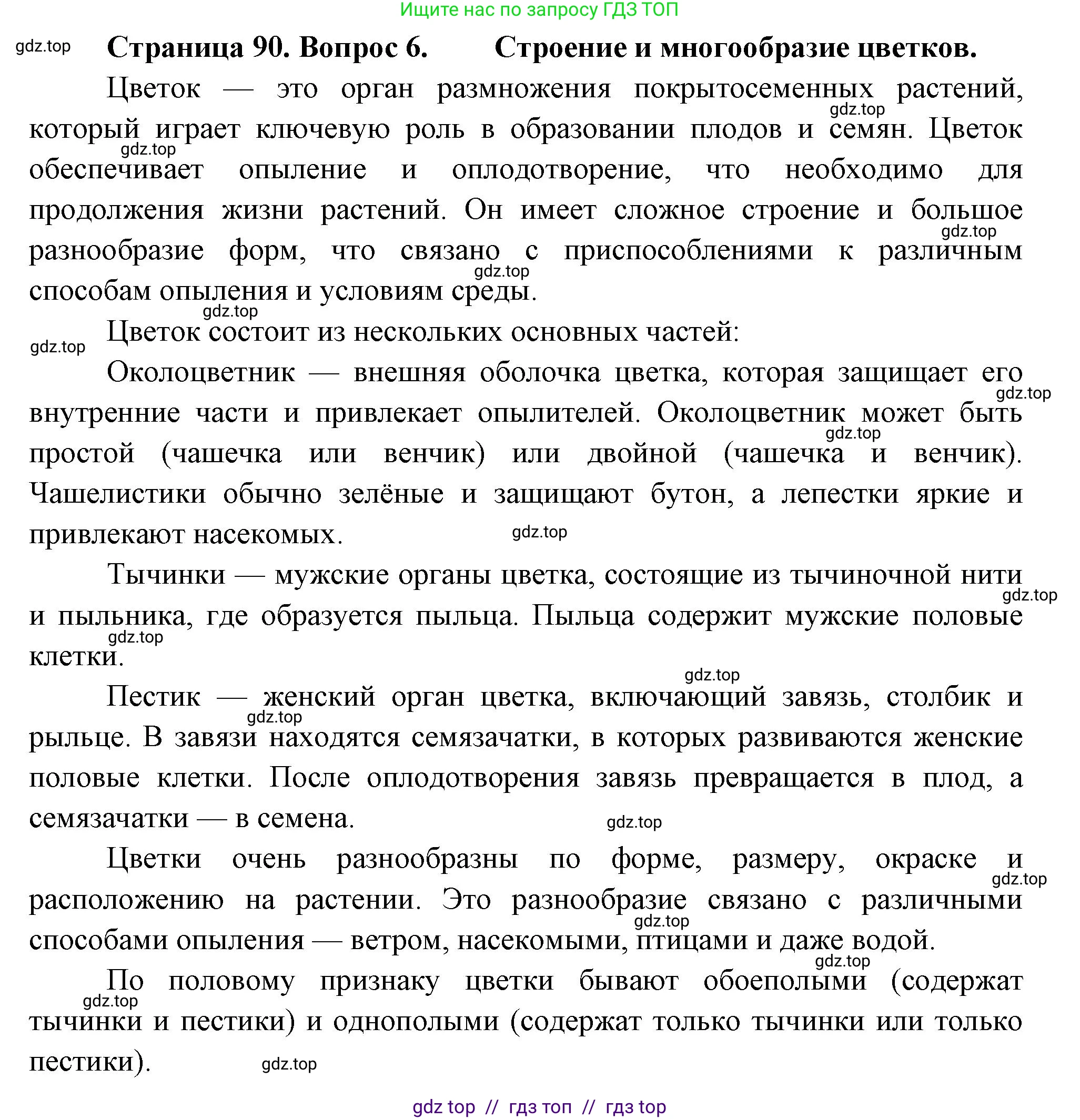 Биология, 6 класс Учебник, авторы: Пасечник Владимир Васильевич, Суматохин Сергей Витальевич, Гапонюк Зоя Георгиевна, Швецов Глеб Геннадьевич, издательство Просвещение, Москва, 2023, белого цвета, страница 90, номер 6, Решение 3