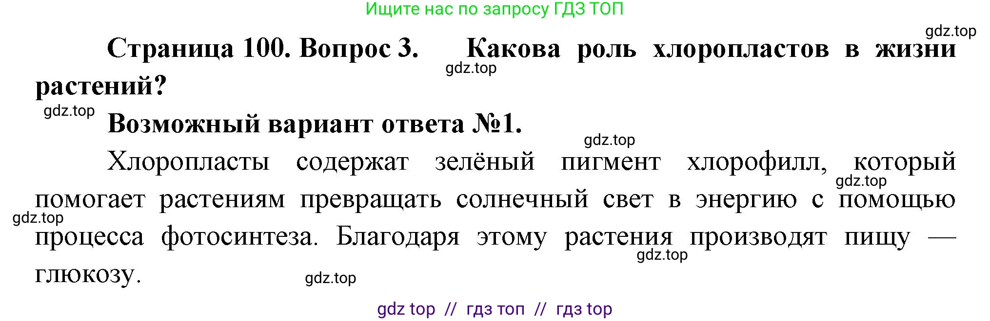 Биология, 6 класс Учебник, авторы: Пасечник Владимир Васильевич, Суматохин Сергей Витальевич, Гапонюк Зоя Георгиевна, Швецов Глеб Геннадьевич, издательство Просвещение, Москва, 2023, белого цвета, страница 100, номер 3, Решение 3