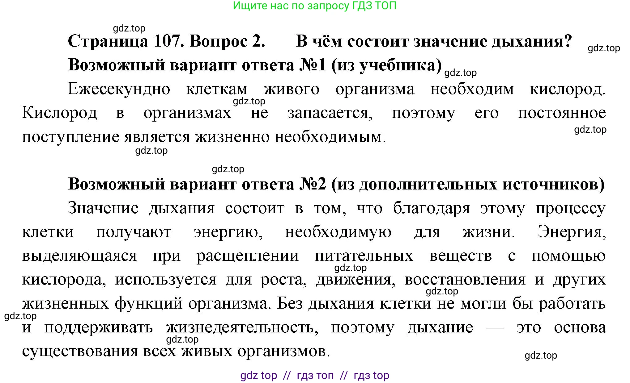 Биология, 6 класс Учебник, авторы: Пасечник Владимир Васильевич, Суматохин Сергей Витальевич, Гапонюк Зоя Георгиевна, Швецов Глеб Геннадьевич, издательство Просвещение, Москва, 2023, белого цвета, страница 107, номер 2, Решение 3