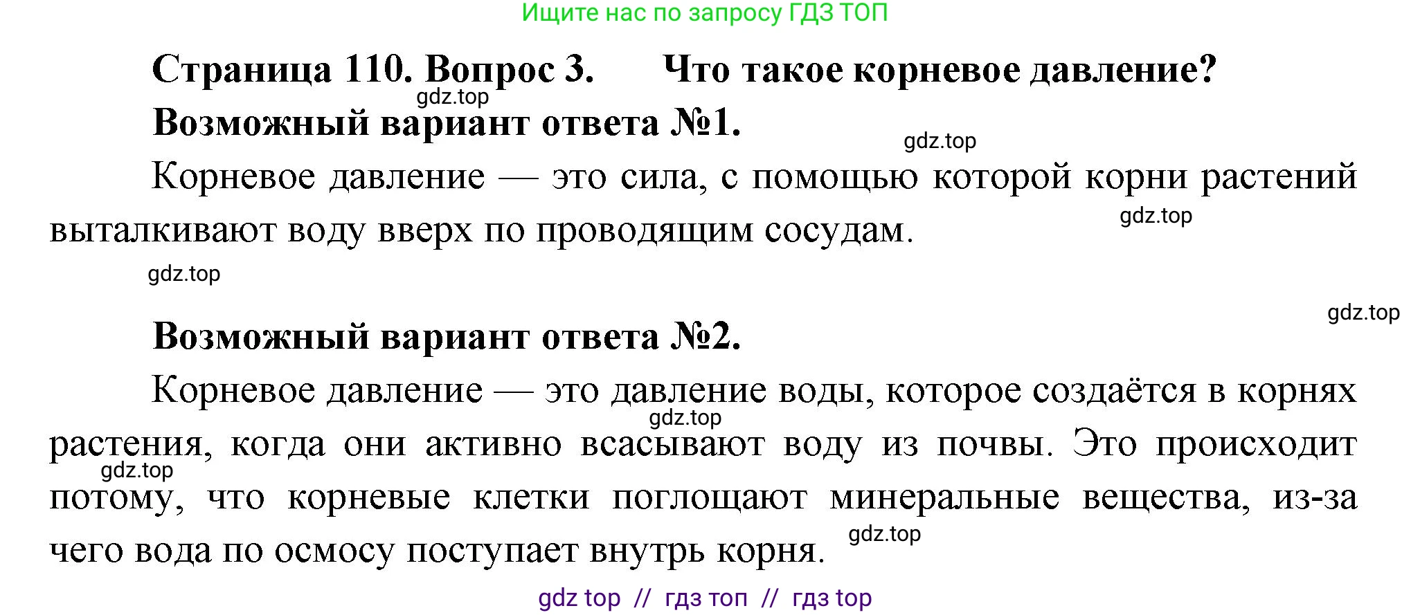 Биология, 6 класс Учебник, авторы: Пасечник Владимир Васильевич, Суматохин Сергей Витальевич, Гапонюк Зоя Георгиевна, Швецов Глеб Геннадьевич, издательство Просвещение, Москва, 2023, белого цвета, страница 110, номер 3, Решение 3