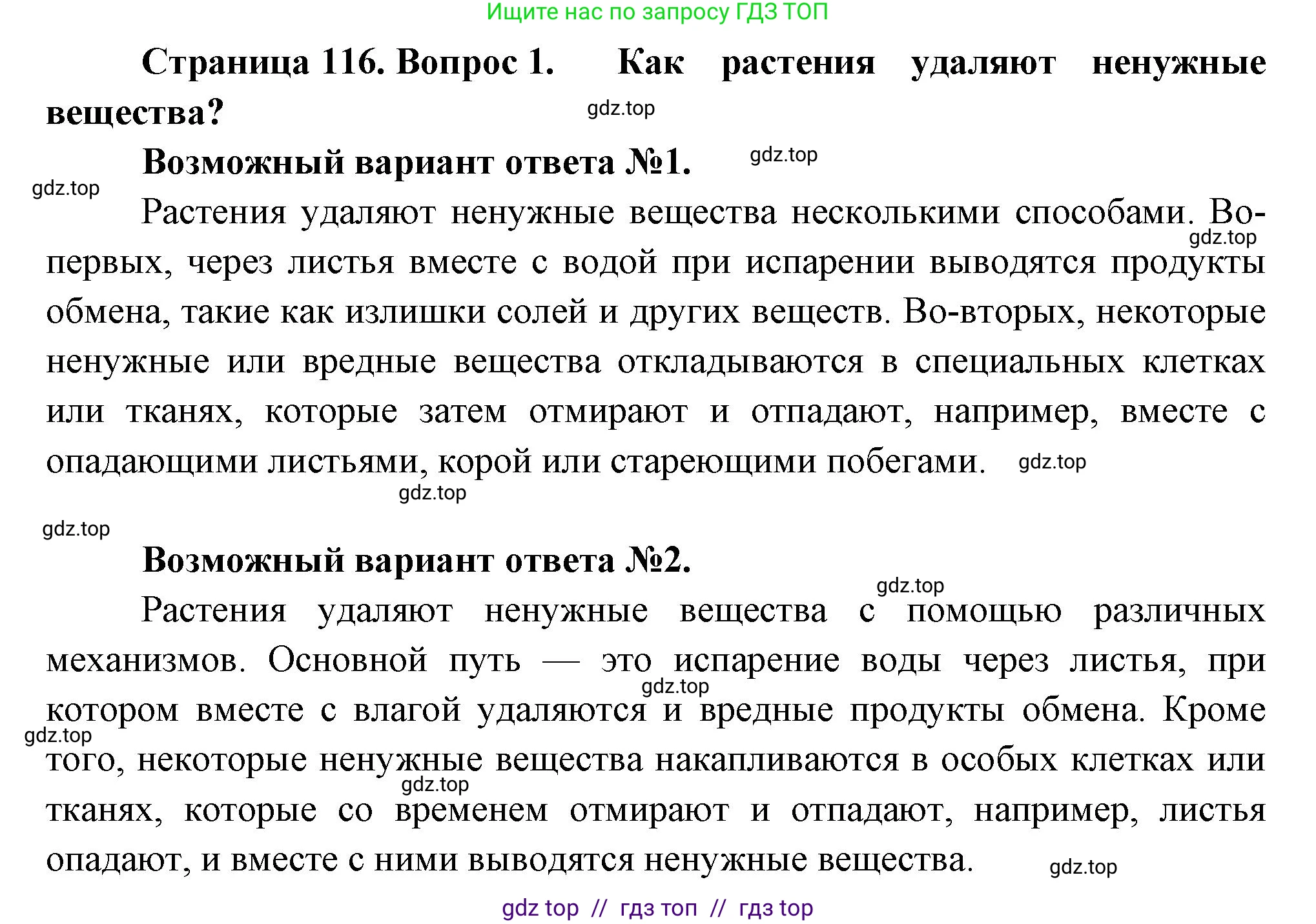 Биология, 6 класс Учебник, авторы: Пасечник Владимир Васильевич, Суматохин Сергей Витальевич, Гапонюк Зоя Георгиевна, Швецов Глеб Геннадьевич, издательство Просвещение, Москва, 2023, белого цвета, страница 116, номер 1, Решение 3