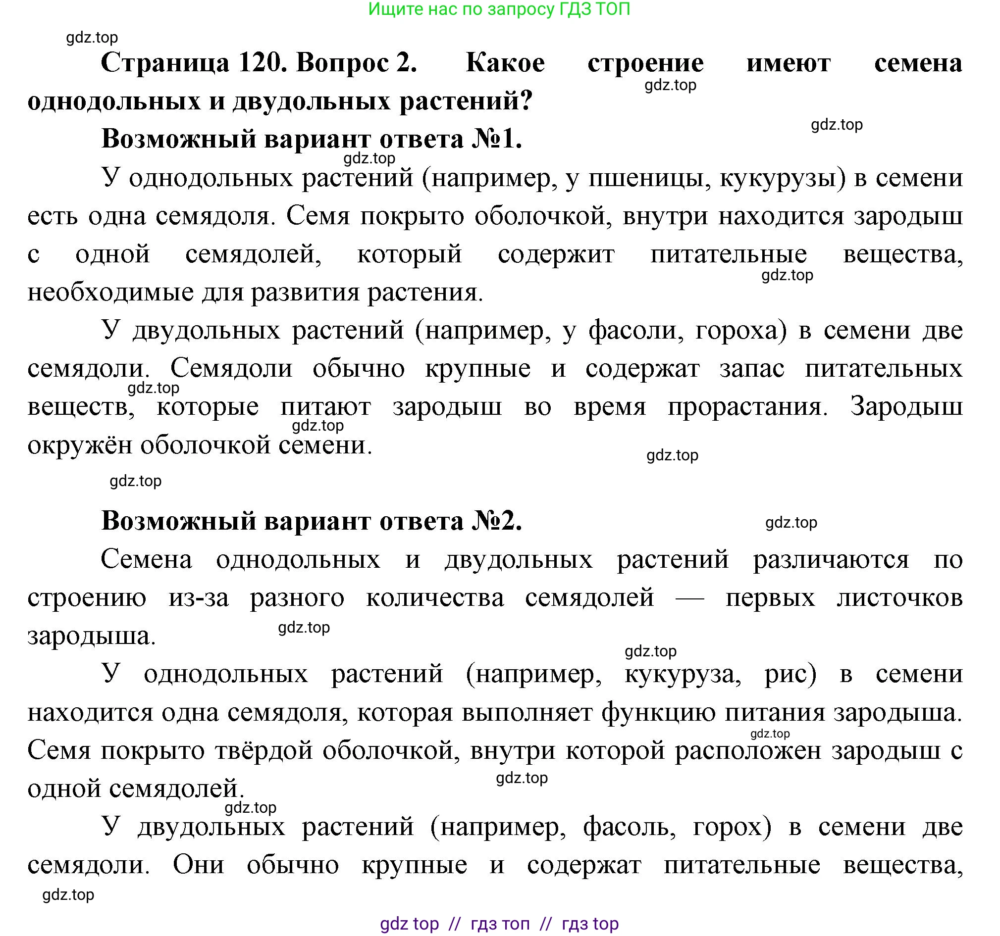 Биология, 6 класс Учебник, авторы: Пасечник Владимир Васильевич, Суматохин Сергей Витальевич, Гапонюк Зоя Георгиевна, Швецов Глеб Геннадьевич, издательство Просвещение, Москва, 2023, белого цвета, страница 120, номер 2, Решение 3