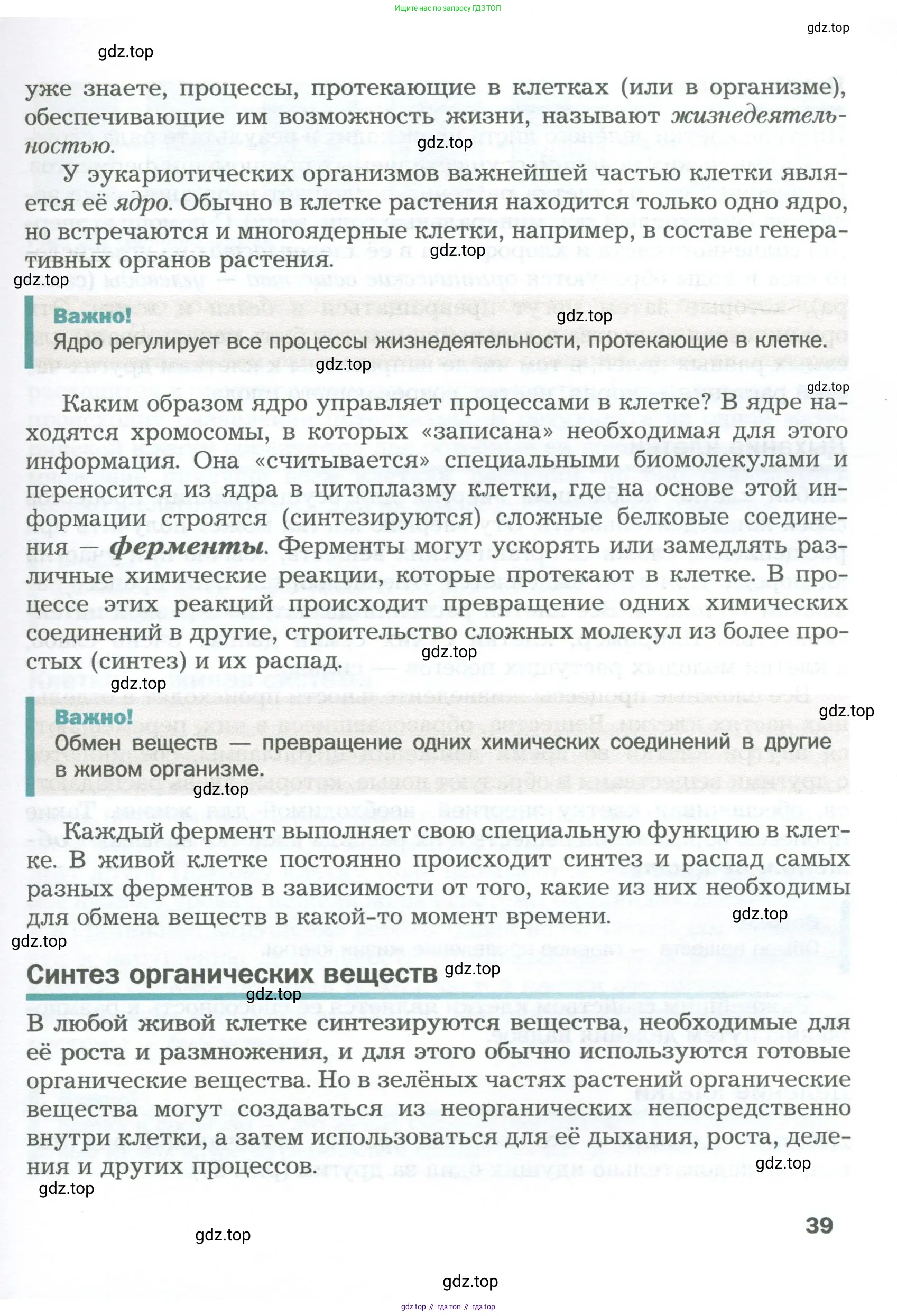 Биология, 6 класс Учебник, авторы: Пономарева Ирма Николаевна, Корнилова Ольга Анатольевна, издательство Просвещение, Москва, 2023, бирюзового цвета, страница 39