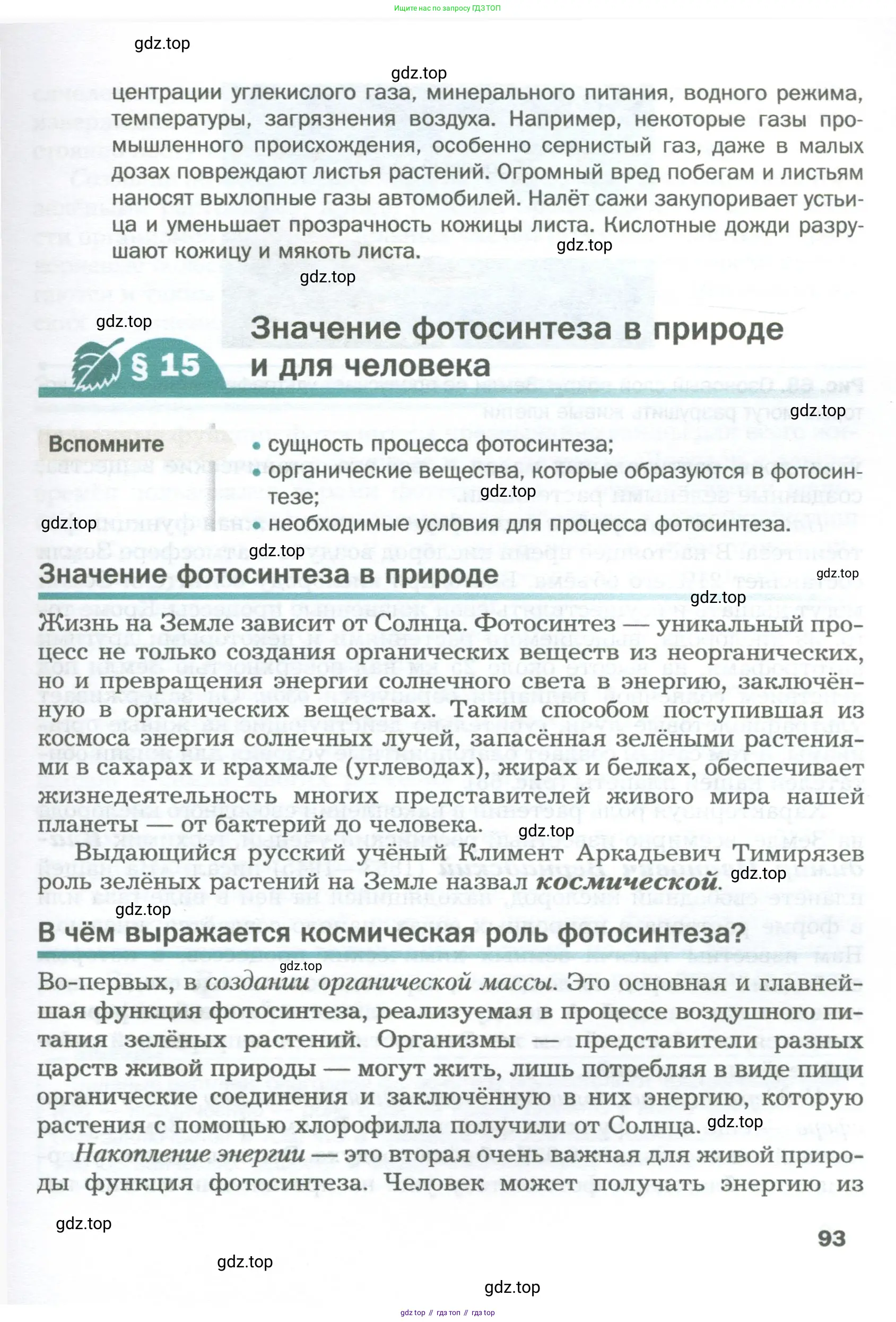 Биология, 6 класс Учебник, авторы: Пономарева Ирма Николаевна, Корнилова Ольга Анатольевна, издательство Просвещение, Москва, 2023, бирюзового цвета, страница 93